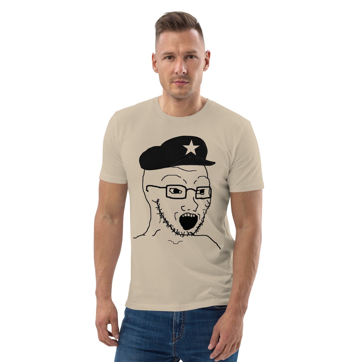 AuthLeft Wojak Meme Premium Organic T-Shirt Meme - Desert Dust | Shirtposting