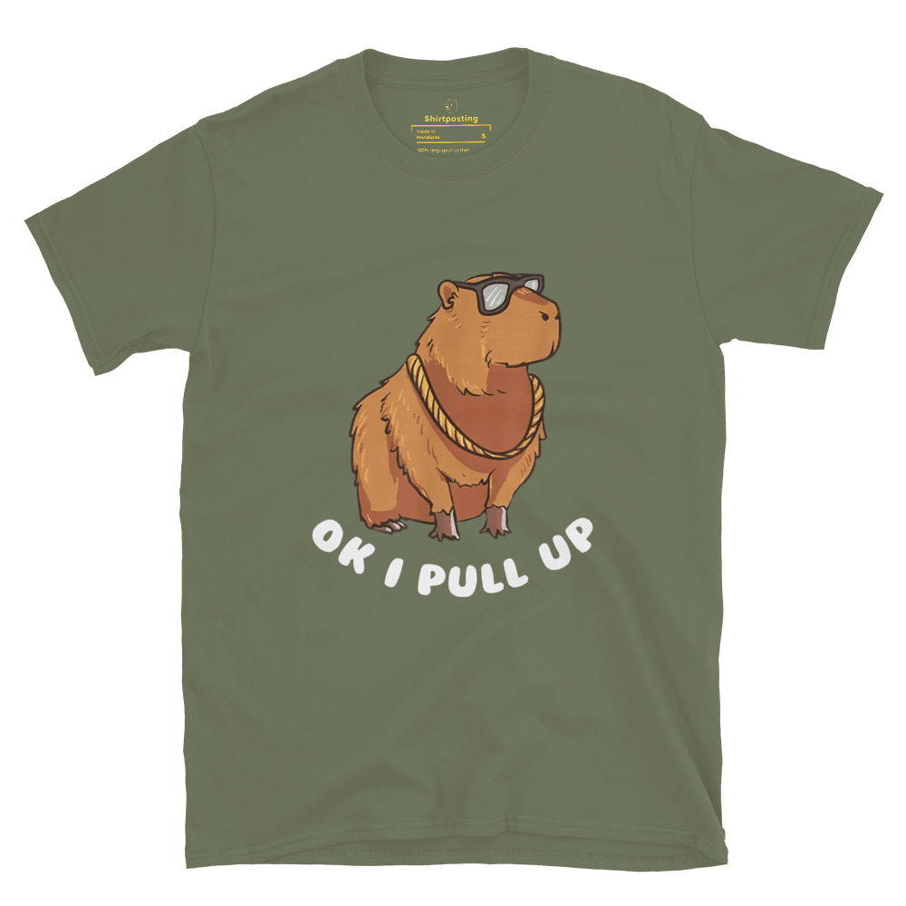 Capybara Classic T-Shirt Meme - Military Green | Shirtposting