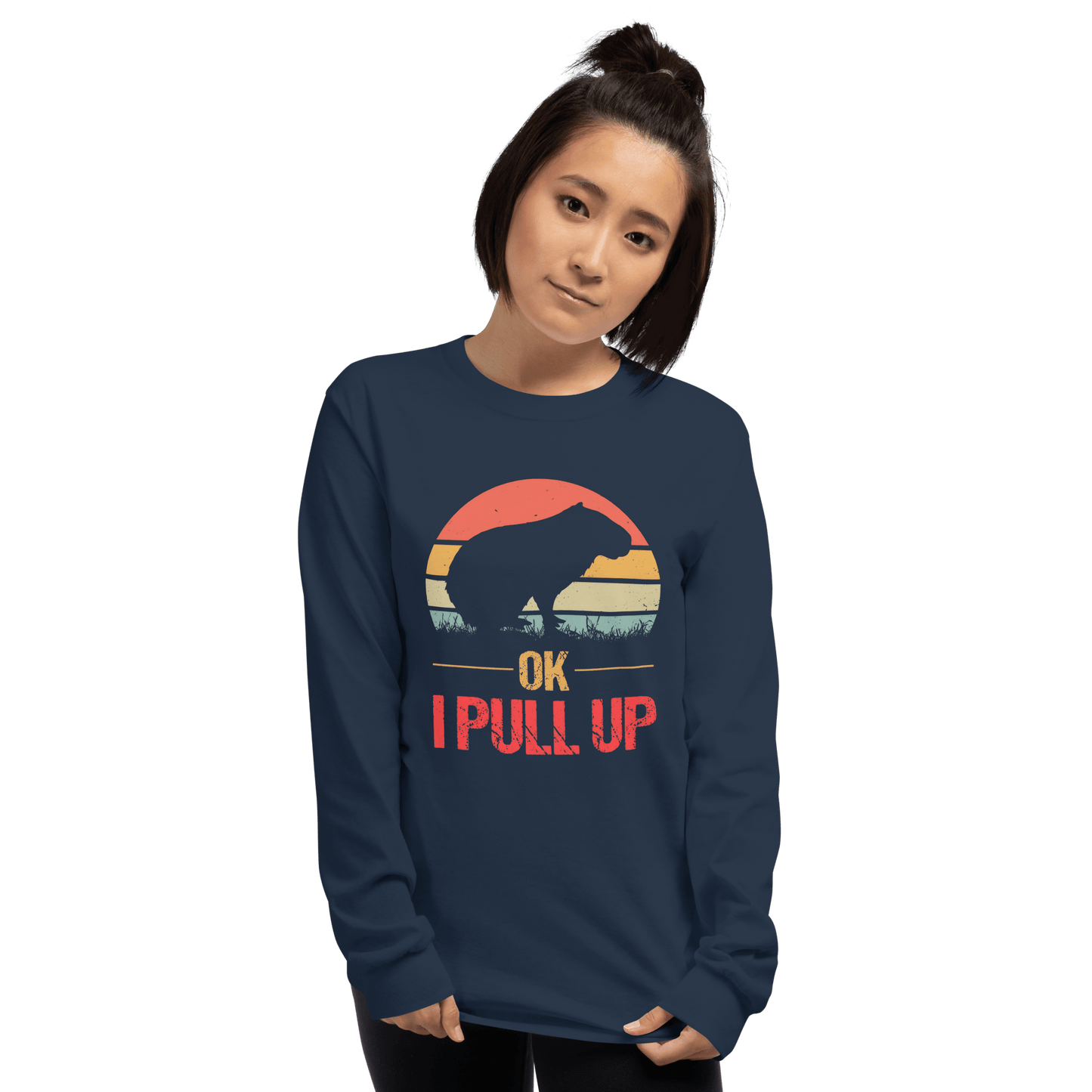 Capybara Long Sleeve T-Shirt Meme - Navy | Shirtposting