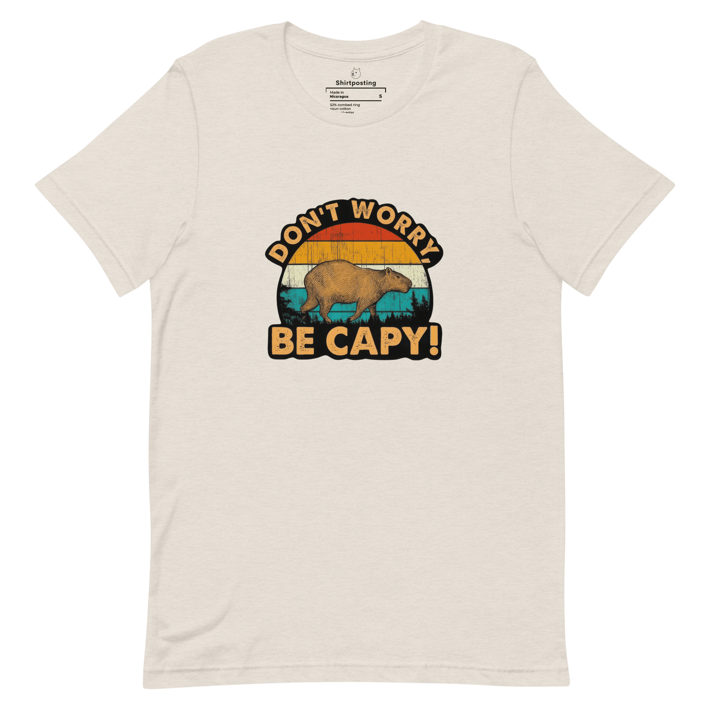 Don't Worry Be Capy Classic T-Shirt Meme - Heather Dust | Shirtposting