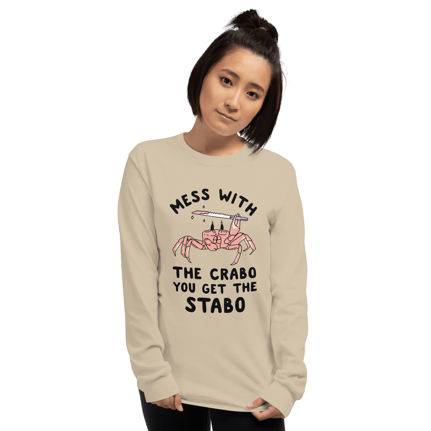 Mess With The Crabo Long Sleeve T-Shirt Meme - Sport Grey | Shirtposting