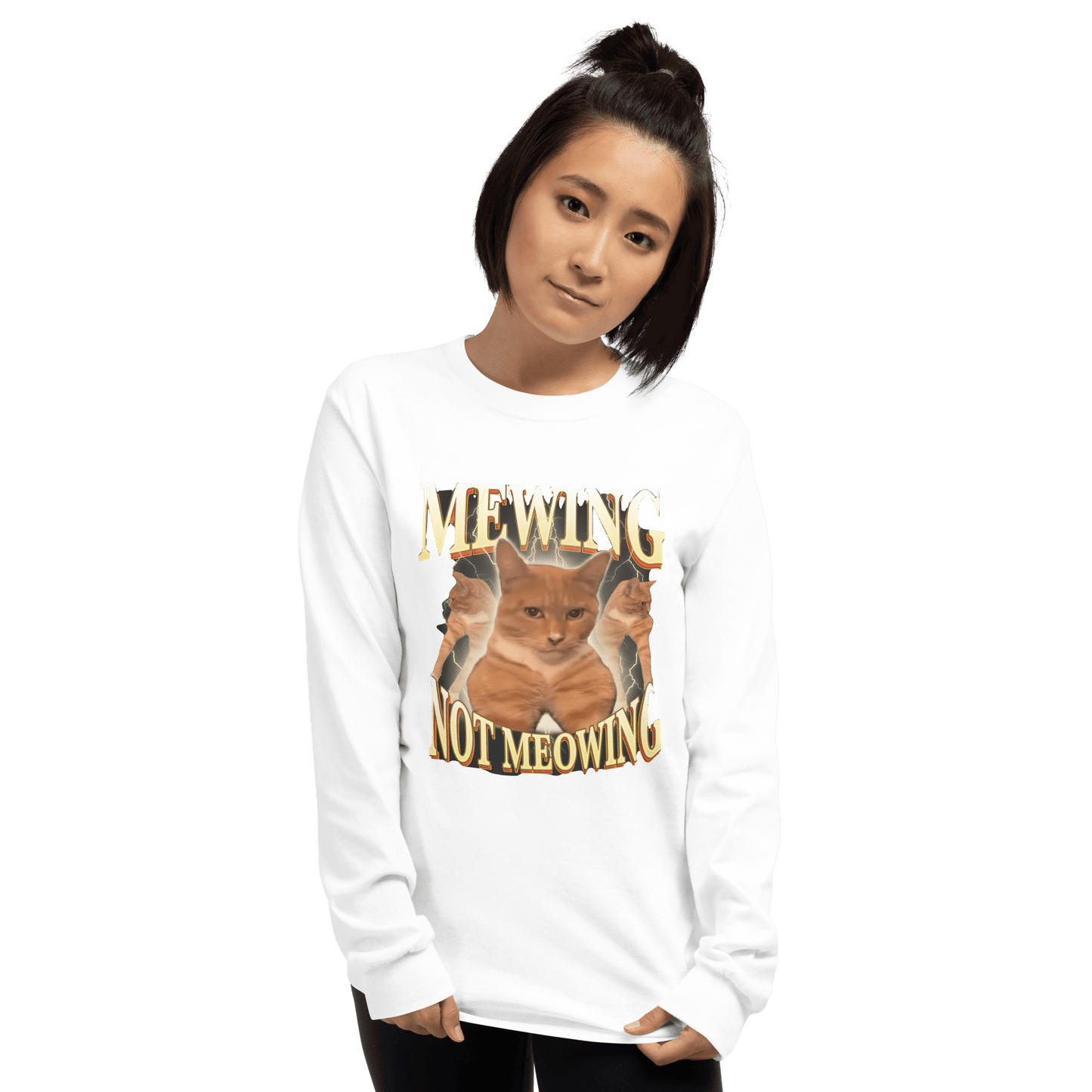 Mewing Long Sleeve T-Shirt Meme - Sport Grey | Shirtposting