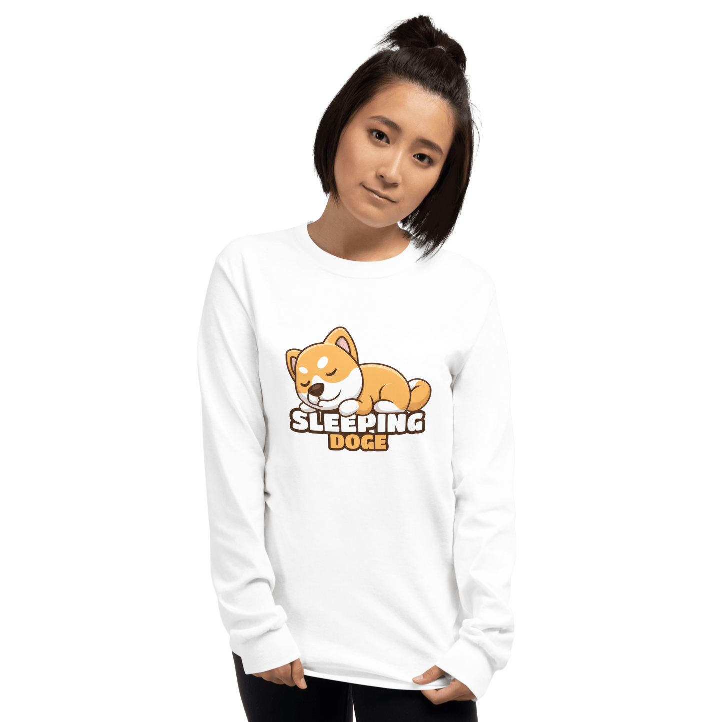 Sleeping Doge Long Sleeve T-Shirt Meme - Sport Grey | Shirtposting