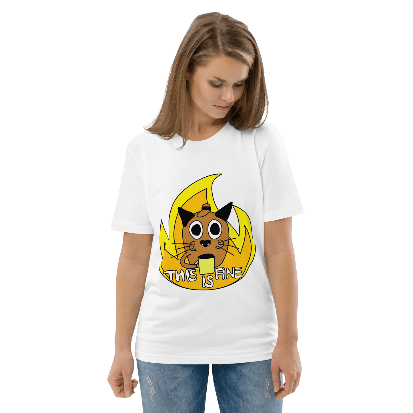 This Is Fine Premium Organic T-Shirt Meme - Cotton Pink | Shirtposting