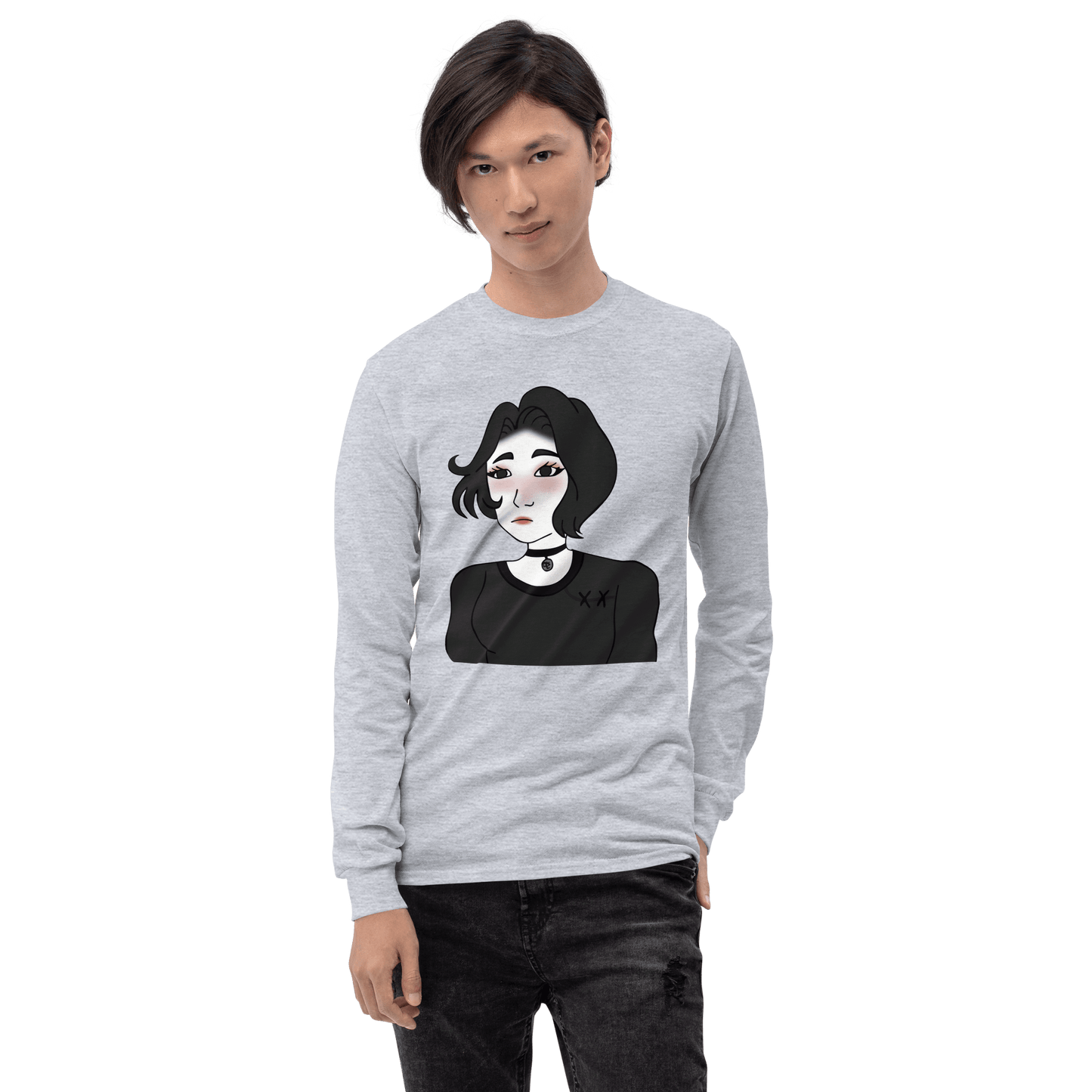 Wojak Girl Long Sleeve T-Shirt Meme - Sport Grey | Shirtposting