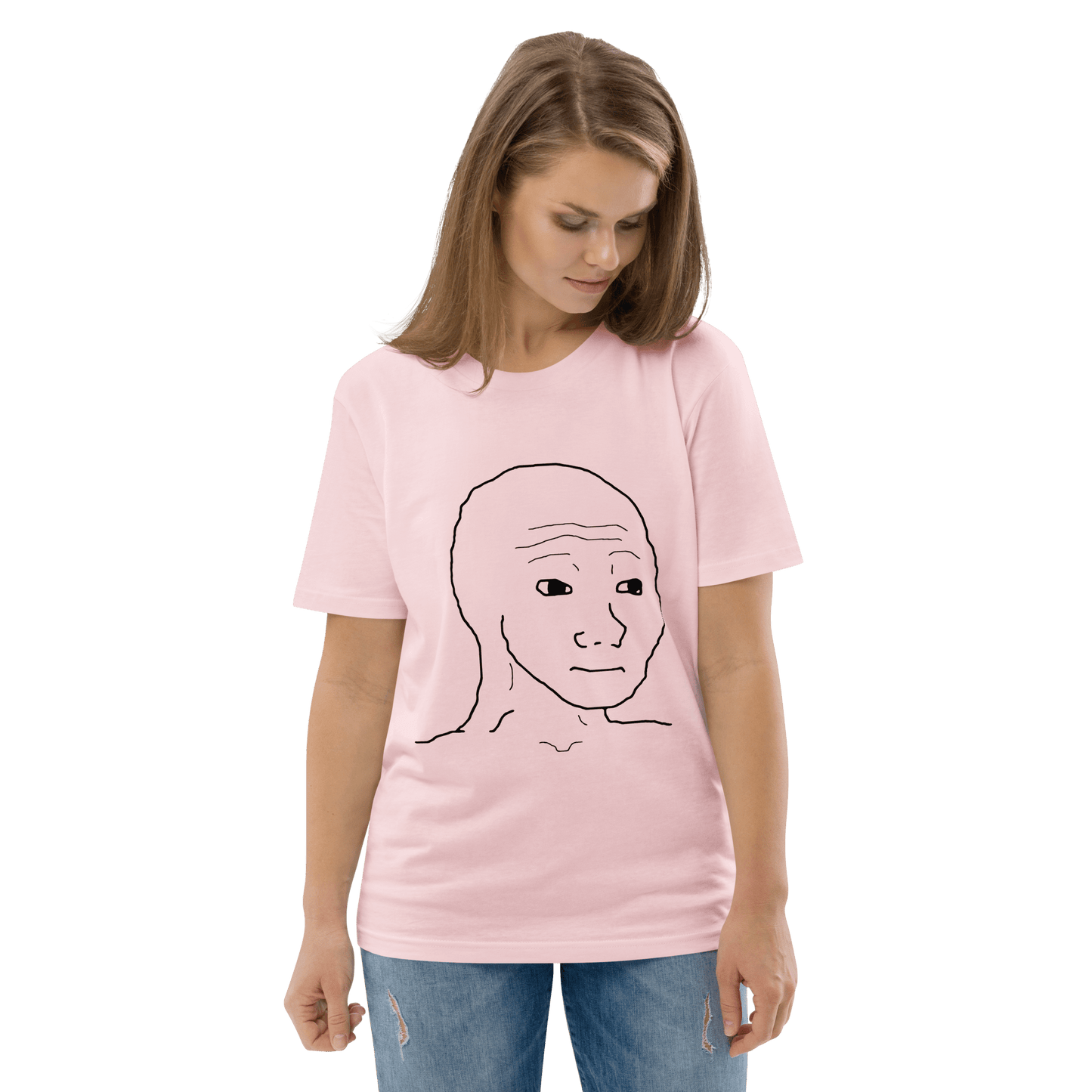 Wojak Premium Organic T-Shirt Meme - Cotton Pink | Shirtposting
