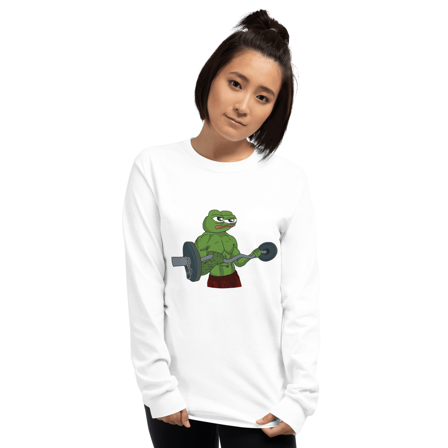 Working Out Pepe Long Sleeve T-Shirt Meme - Sand | Shirtposting