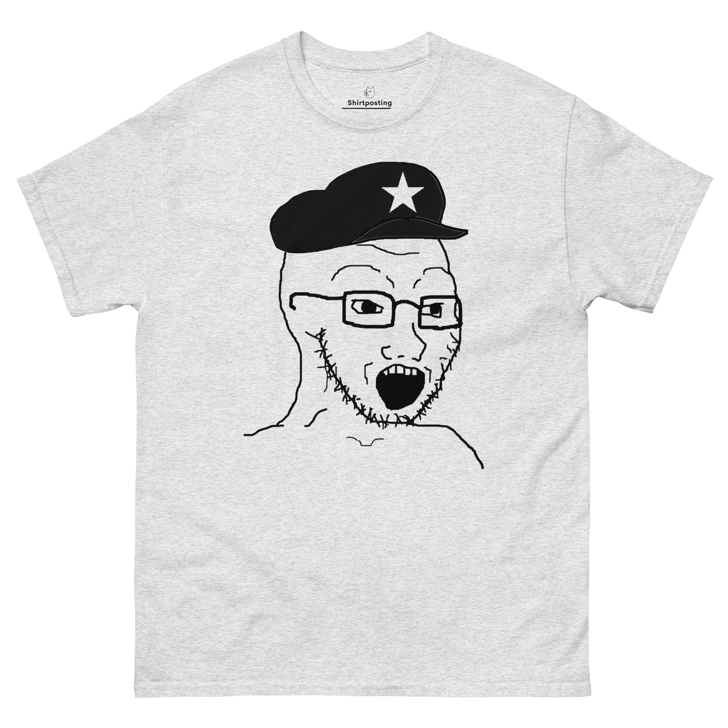 AuthLeft Wojak Meme Classic T-Shirt Meme - Ash | Shirtposting