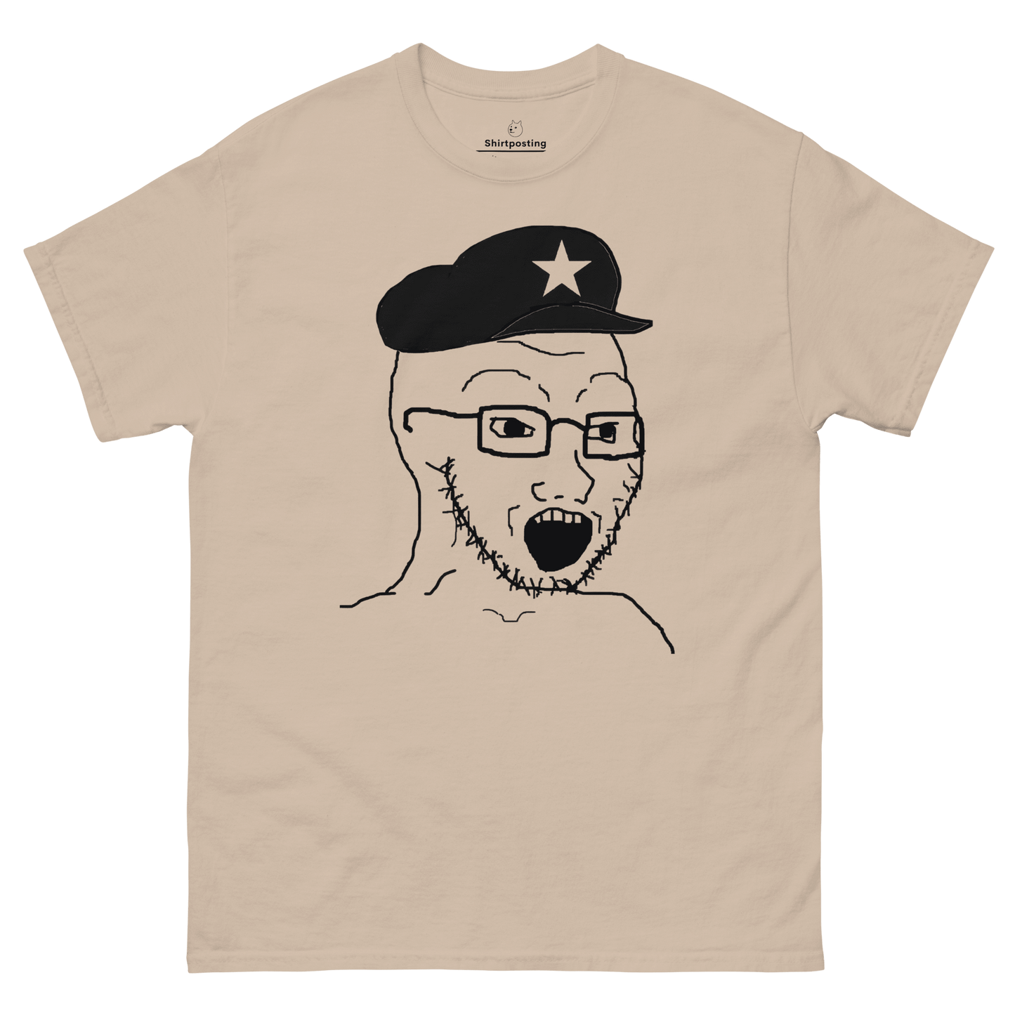 AuthLeft Wojak Meme Classic T-Shirt Meme - Sand | Shirtposting