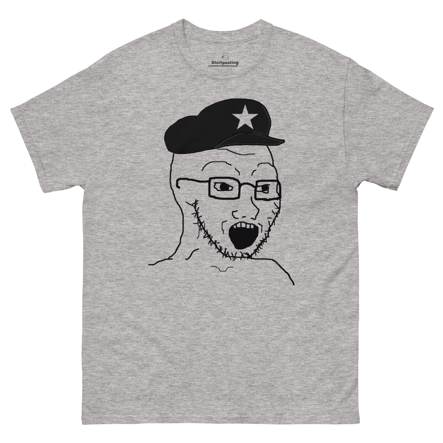 AuthLeft Wojak Meme Classic T-Shirt Meme - Sport Grey | Shirtposting