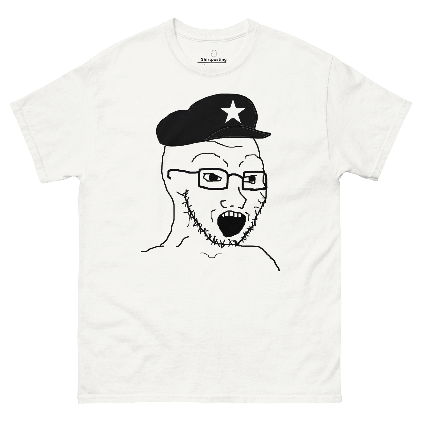 AuthLeft Wojak Meme Classic T-Shirt Meme - White | Shirtposting