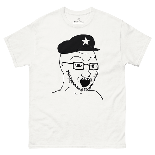 AuthLeft Wojak Meme Classic T-Shirt Meme - White | Shirtposting