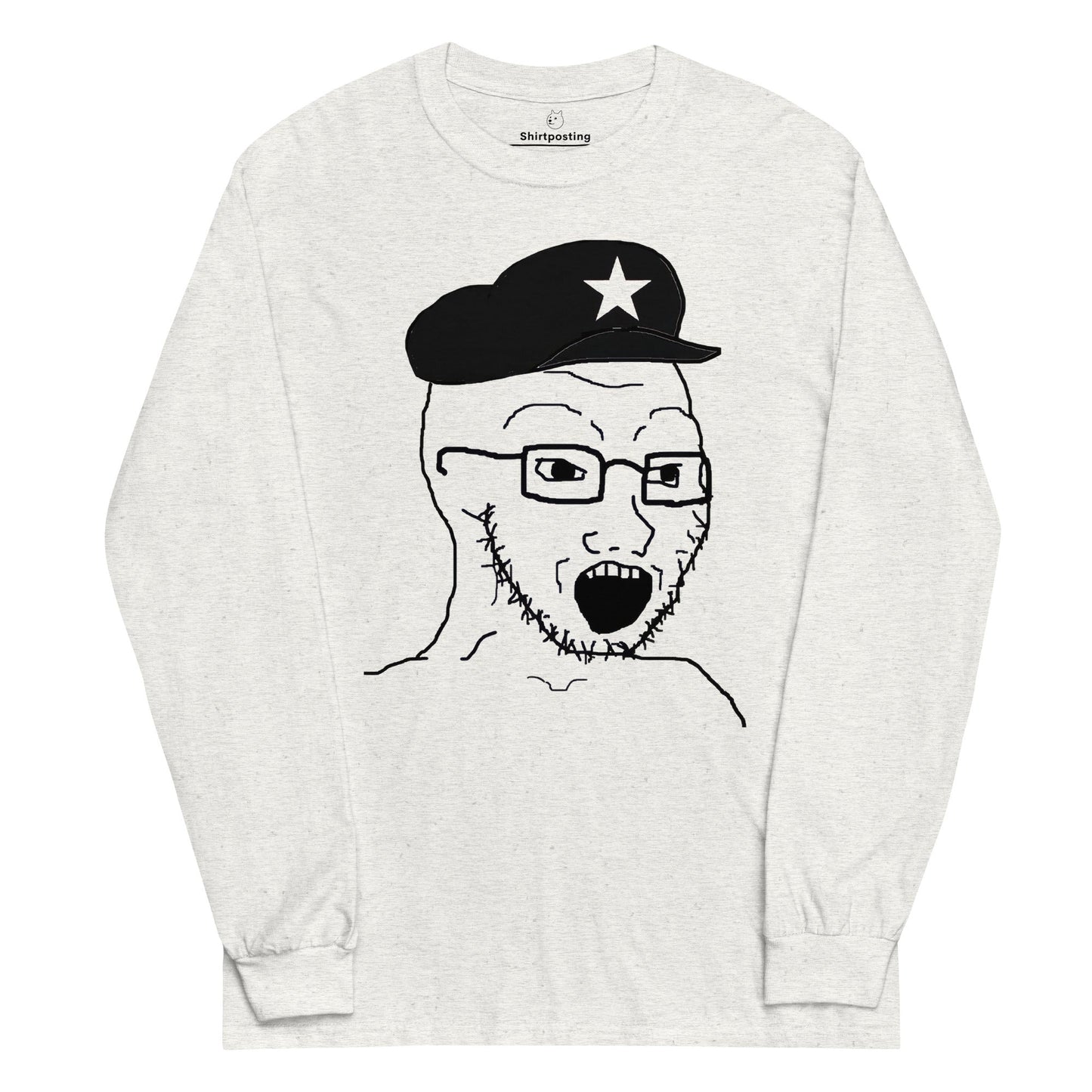 AuthLeft Wojak Meme Long Sleeve T-Shirt Meme - Ash | Shirtposting