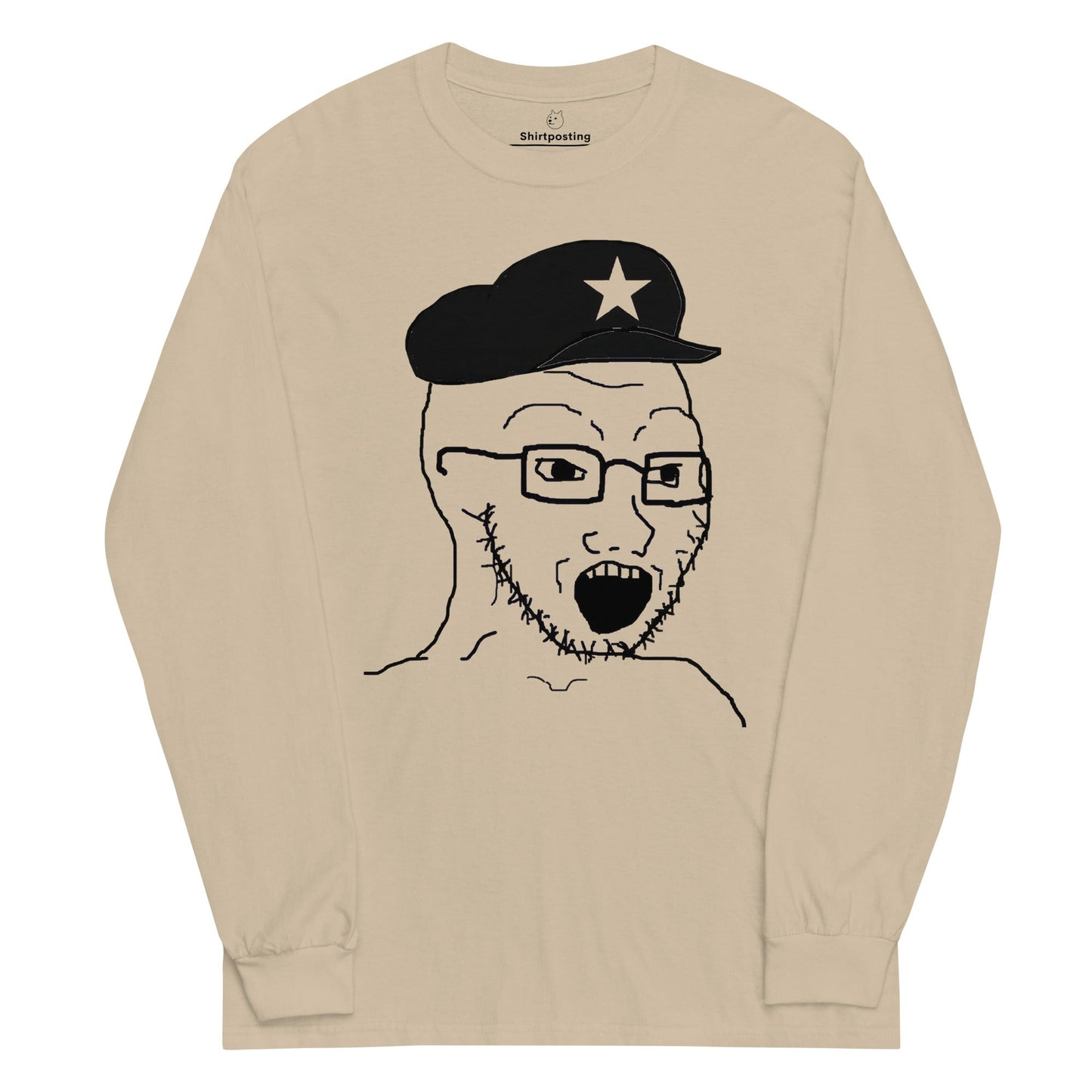 AuthLeft Wojak Meme Long Sleeve T-Shirt Meme - Sand | Shirtposting