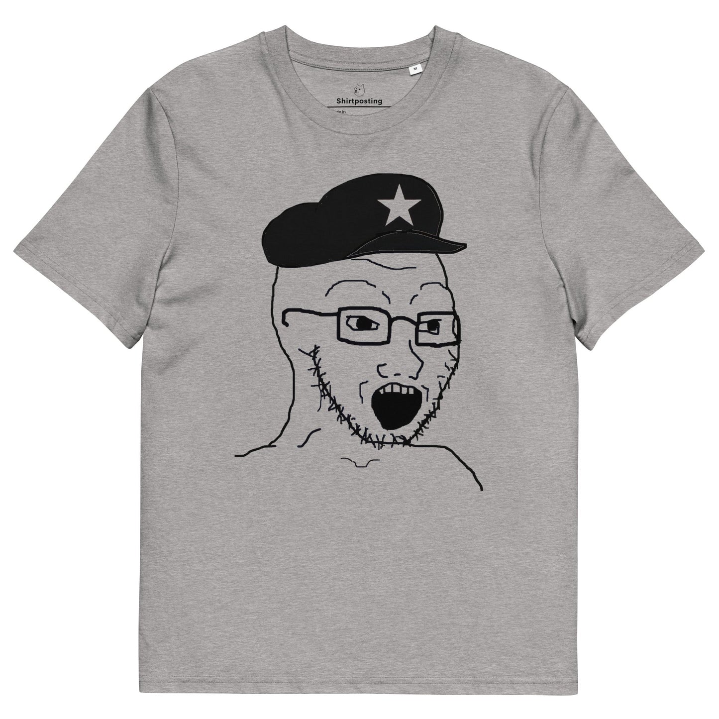 AuthLeft Wojak Meme Premium Organic T-Shirt Meme - Heather Grey | Shirtposting