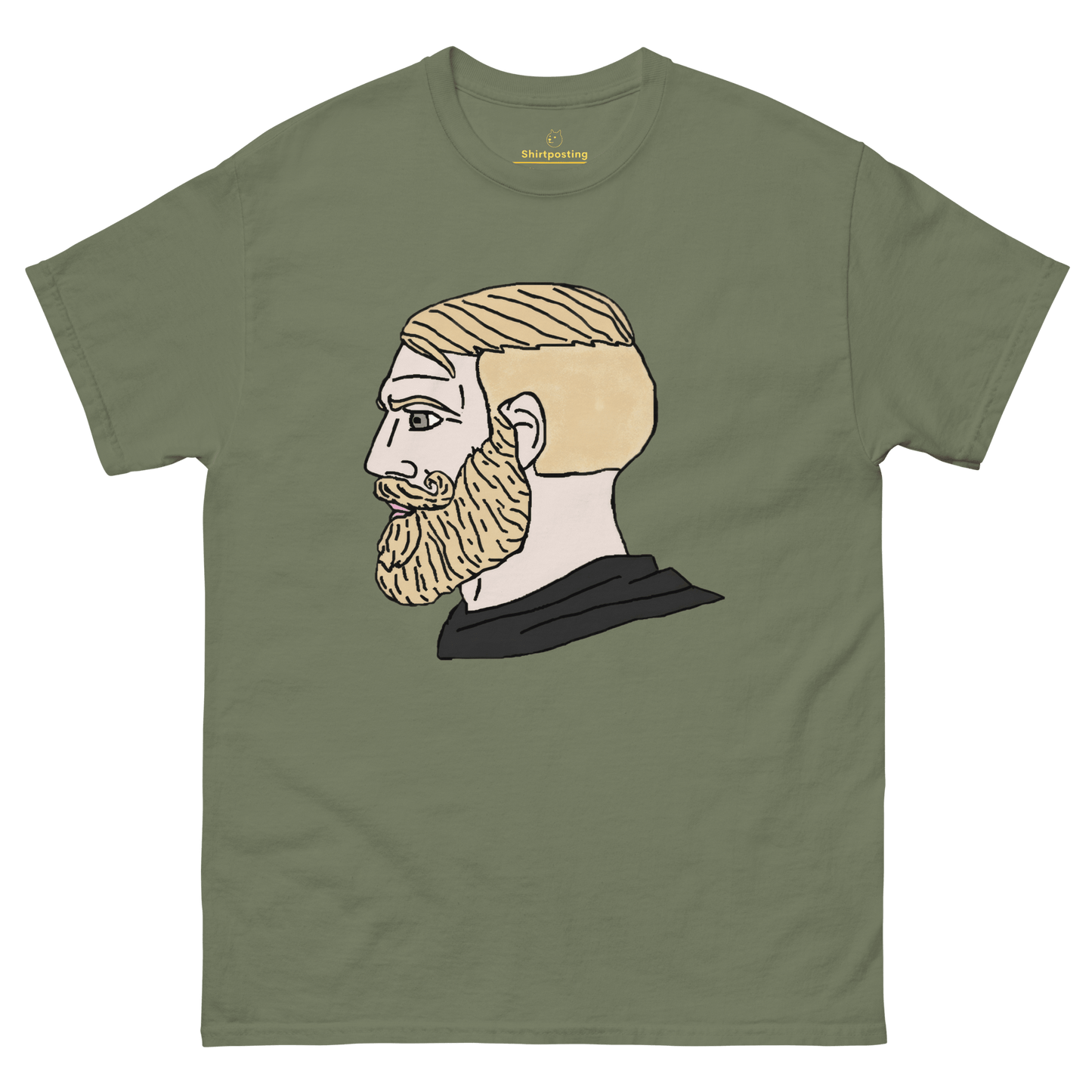 AuthRight Wojak Meme Classic T-Shirt Meme - Military Green | Shirtposting