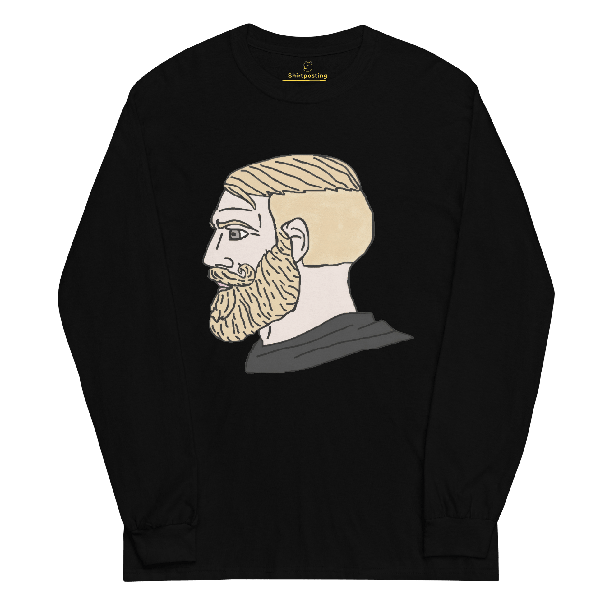 AuthRight Wojak Meme Long Sleeve T-Shirt Meme - Black | Shirtposting