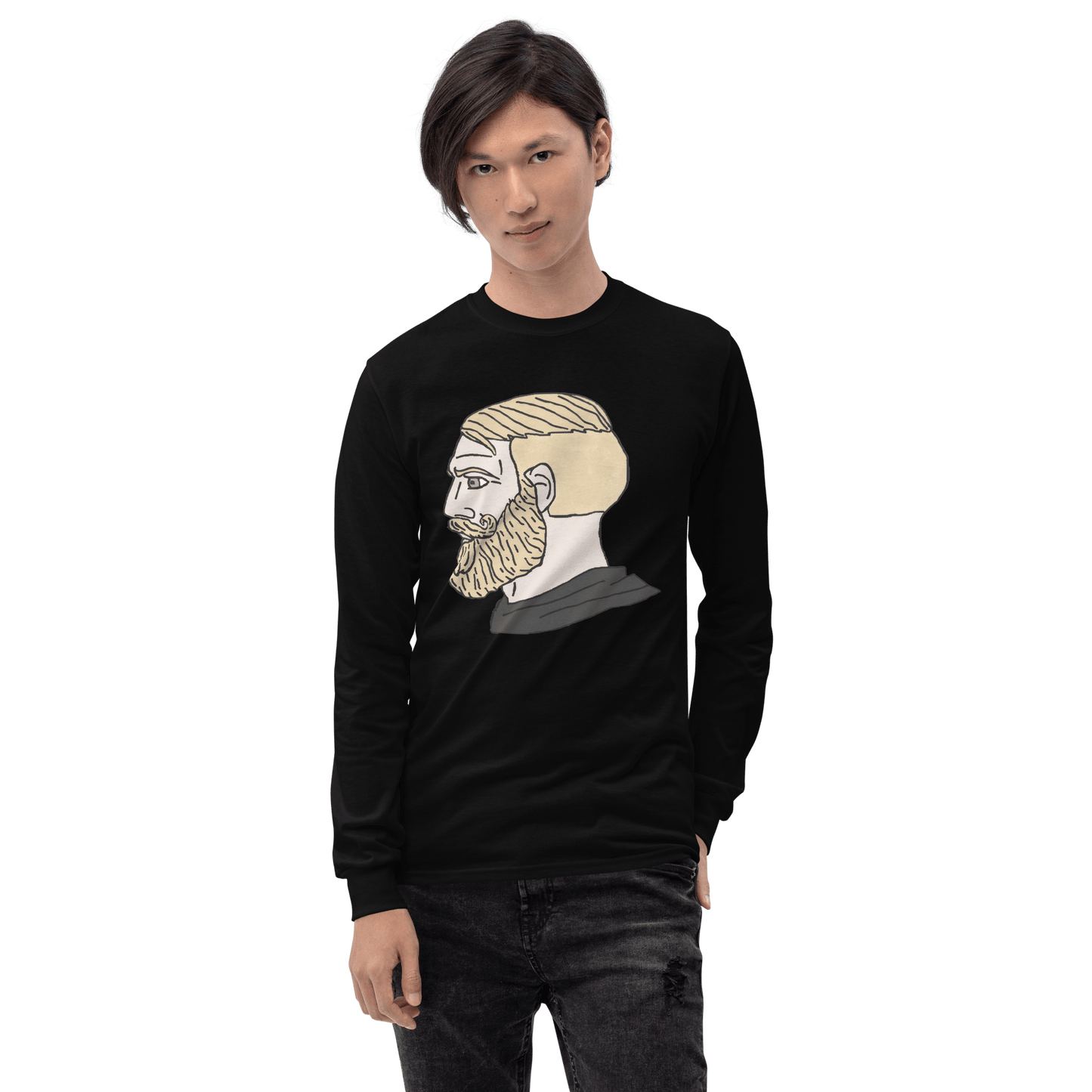 AuthRight Wojak Meme Long Sleeve T-Shirt Meme - Sport Grey | Shirtposting