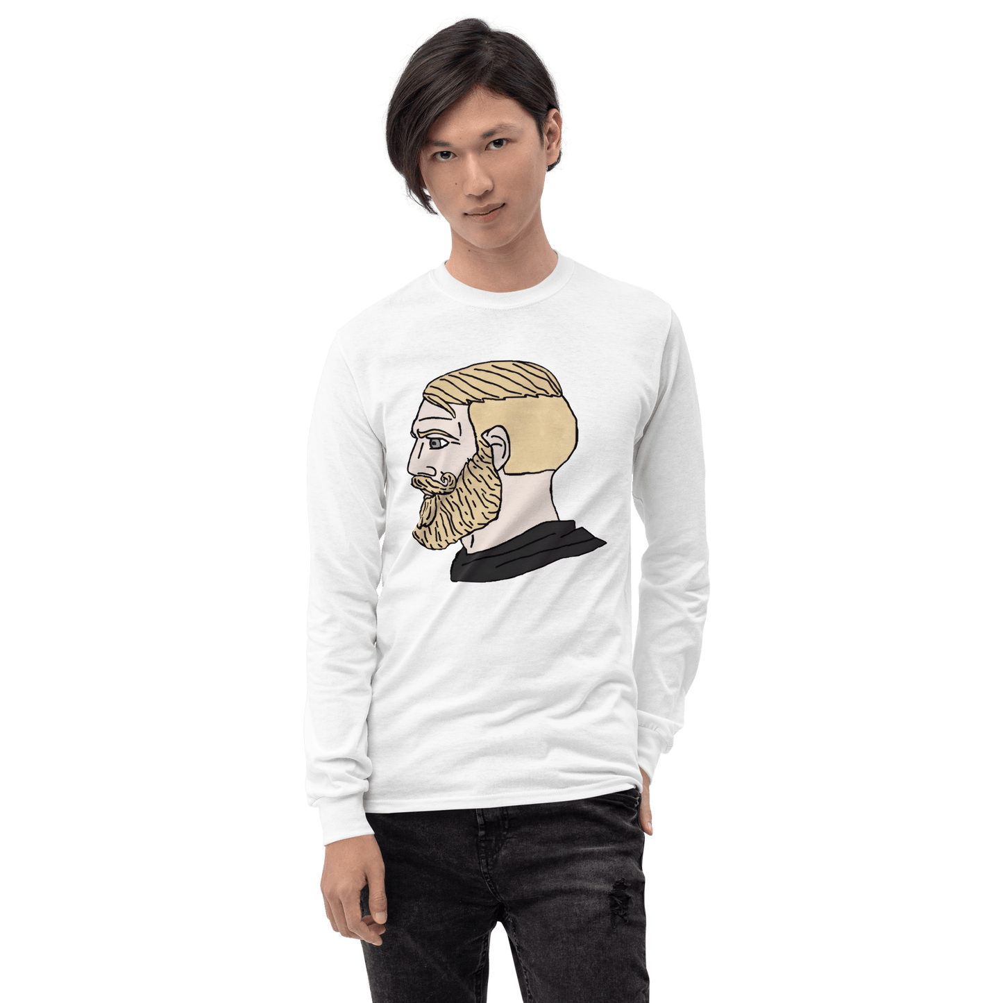 AuthRight Wojak Meme Long Sleeve T-Shirt Meme - Sport Grey | Shirtposting