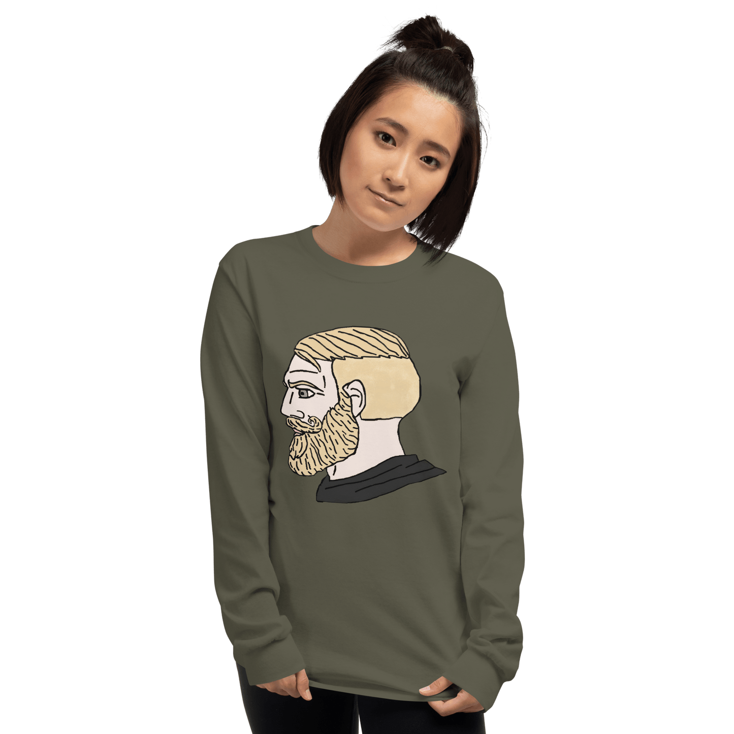 AuthRight Wojak Meme Long Sleeve T-Shirt Meme - Sport Grey | Shirtposting