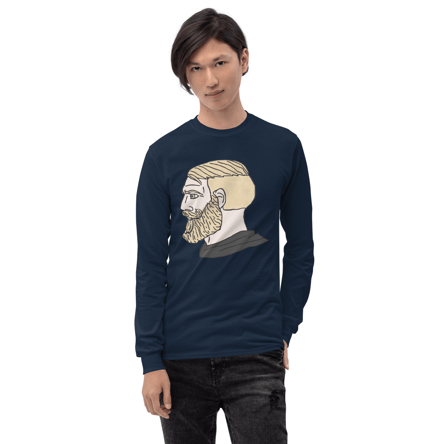 AuthRight Wojak Meme Long Sleeve T-Shirt Meme - Sport Grey | Shirtposting