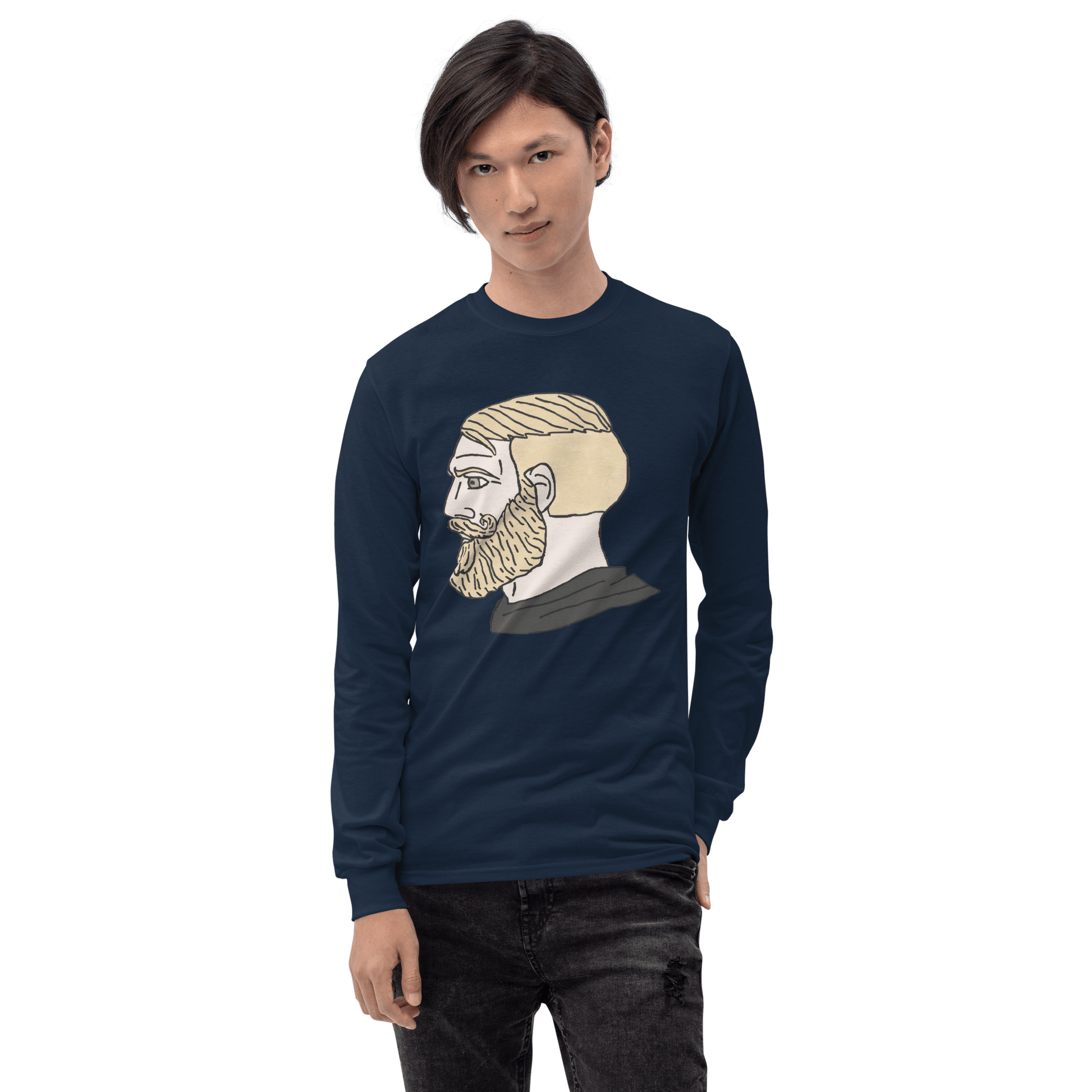 AuthRight Wojak Meme Long Sleeve T-Shirt Meme - Sport Grey | Shirtposting