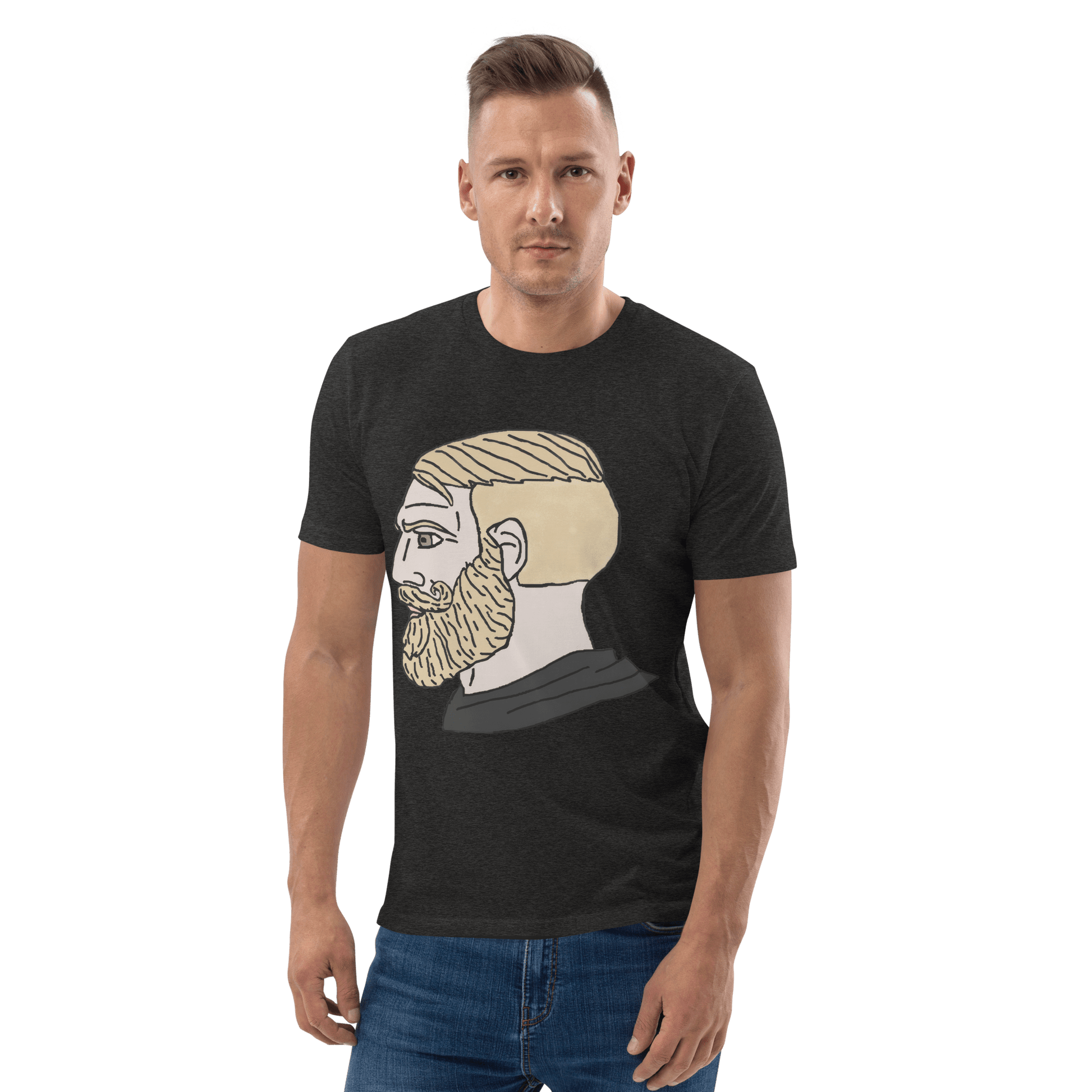 AuthRight Wojak Meme Premium Organic T-Shirt Meme - Dark Heather Grey | Shirtposting