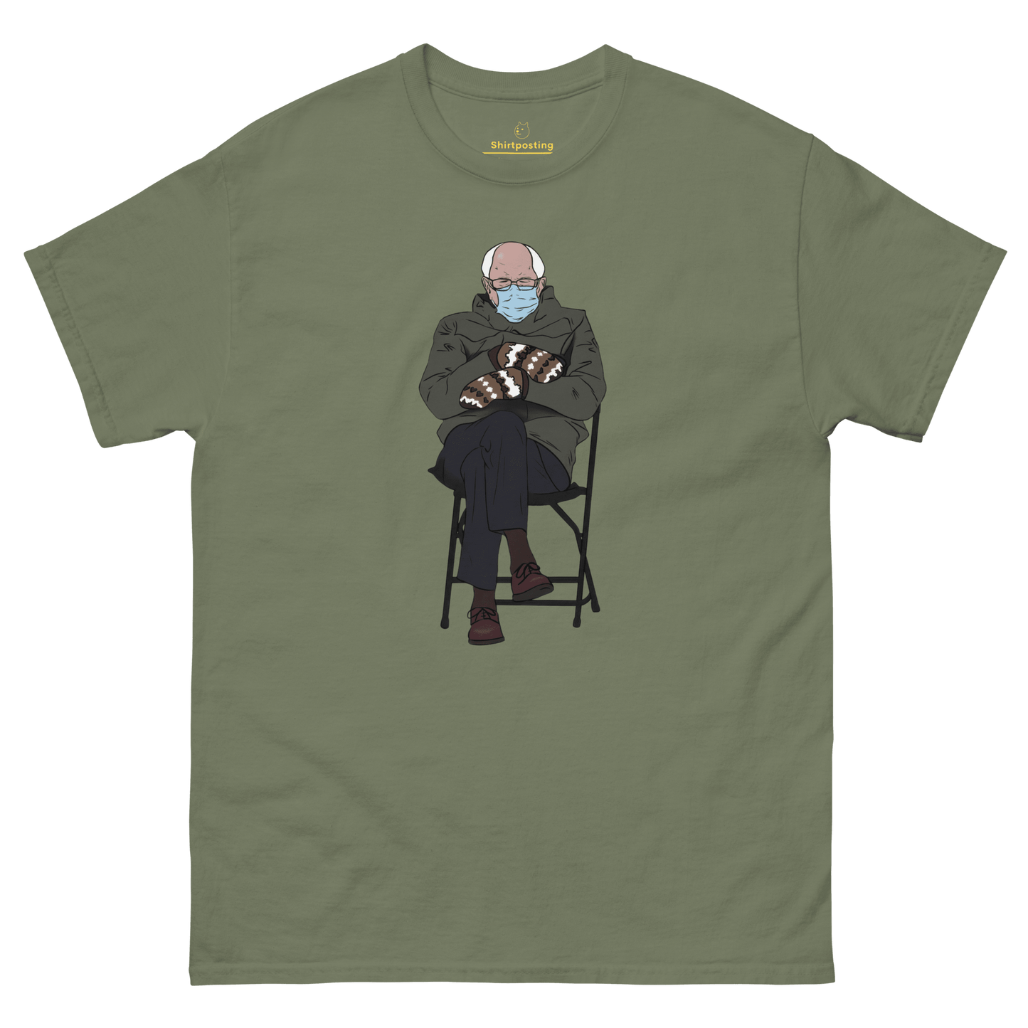 Bernie Mittens Classic T-Shirt Meme - Military Green | Shirtposting