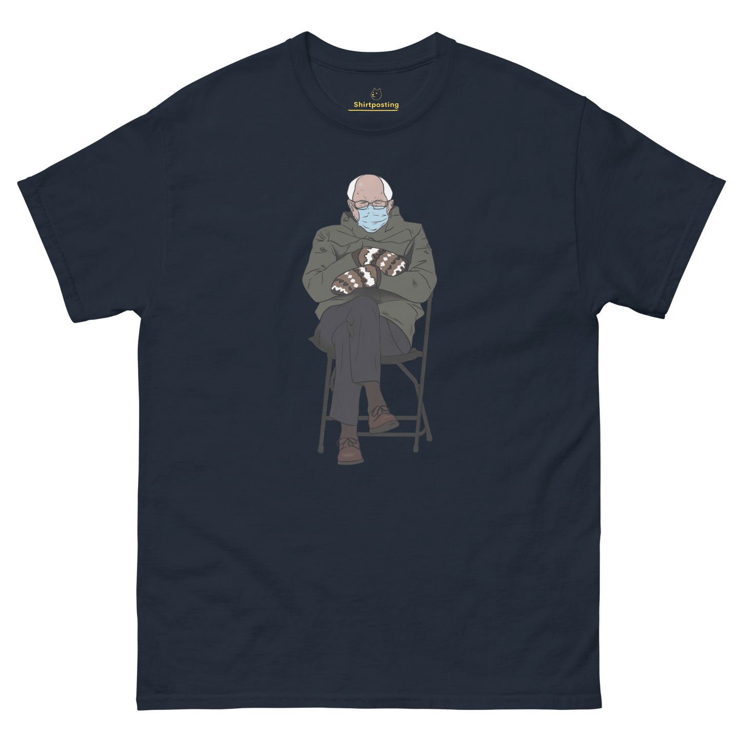Bernie Mittens Classic T-Shirt Meme - Navy | Shirtposting