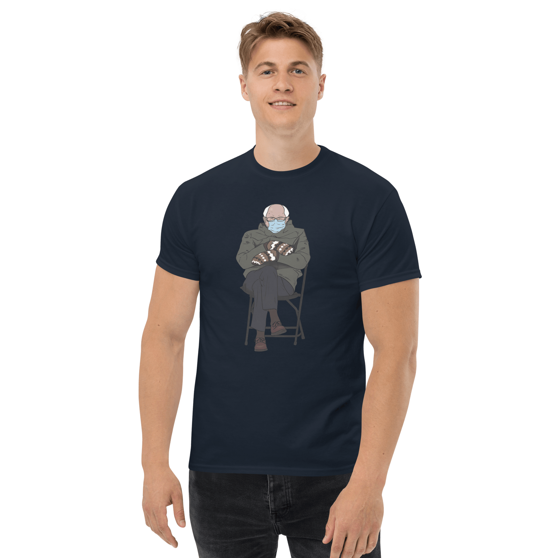 Bernie Mittens Classic T-Shirt Meme - Royal | Shirtposting