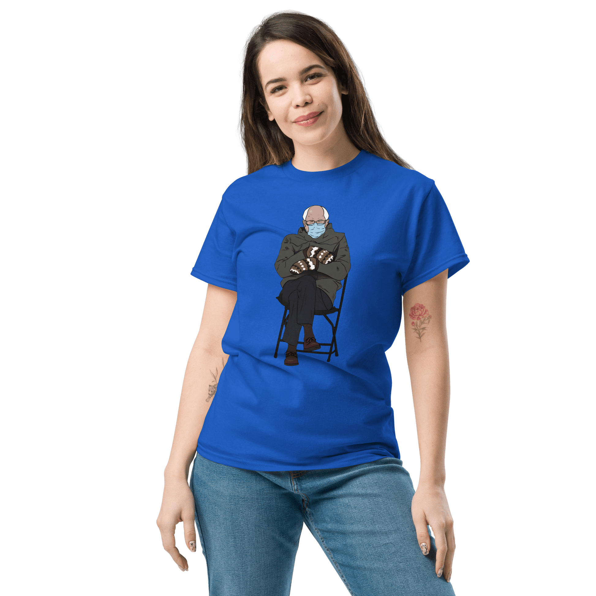 Bernie Mittens Classic T-Shirt Meme - Royal | Shirtposting
