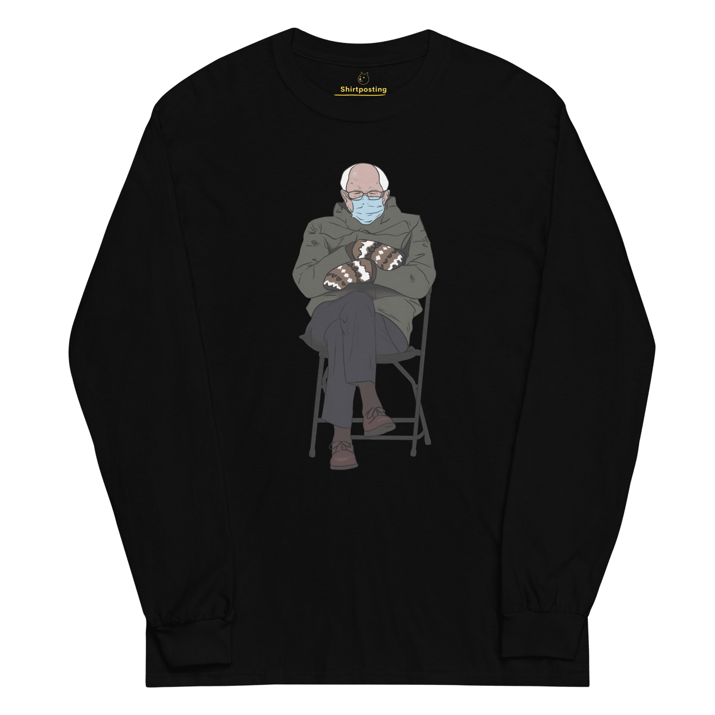 Bernie Mittens Long Sleeve T-Shirt Meme - Black | Shirtposting