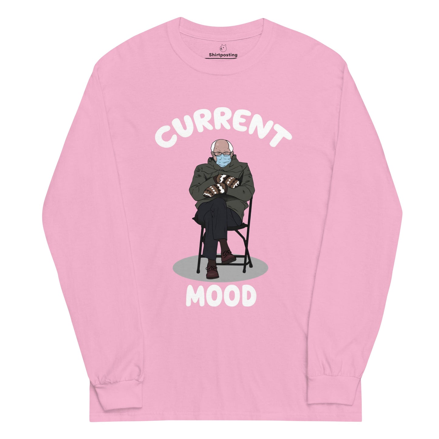 Bernie Mittens Long Sleeve T-Shirt Meme - Light Pink | Shirtposting