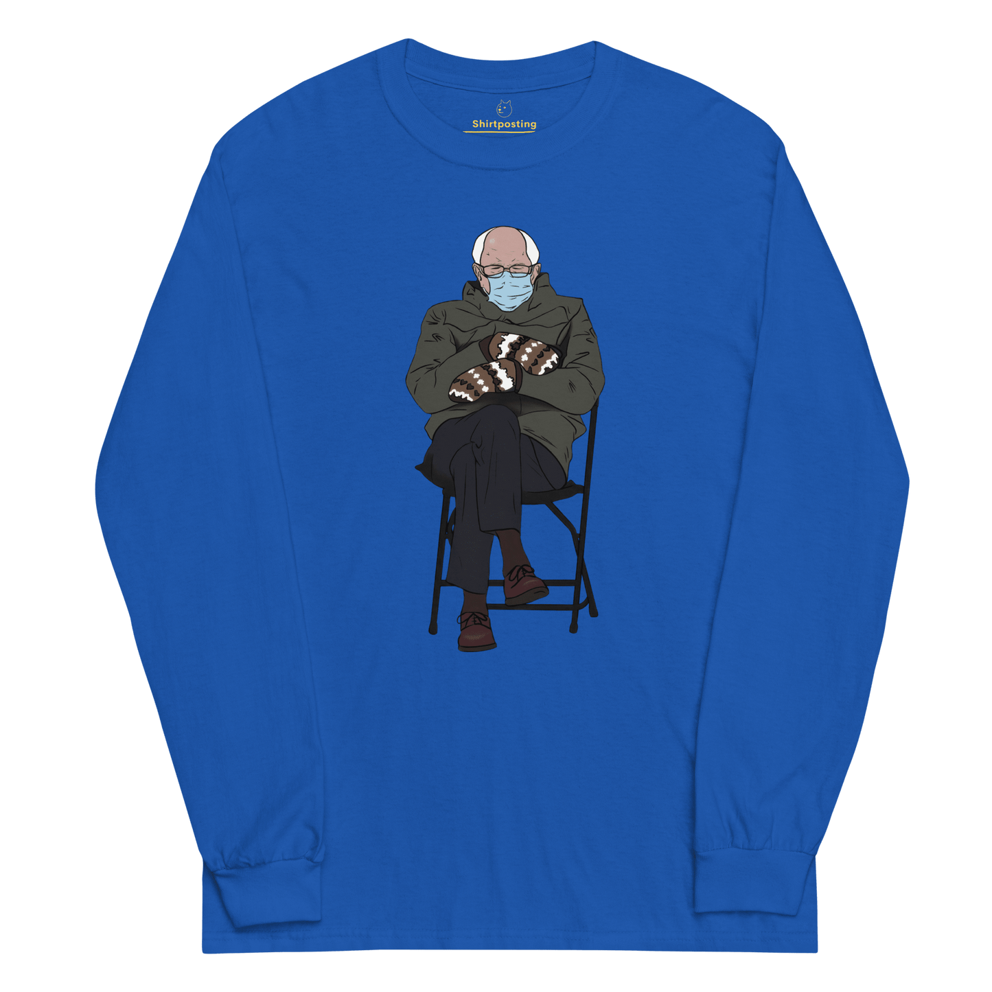 Bernie Mittens Long Sleeve T-Shirt Meme - Royal | Shirtposting