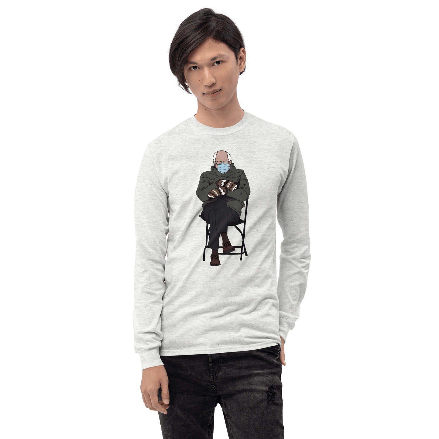 Bernie Mittens Long Sleeve T-Shirt Meme - Sport Grey | Shirtposting