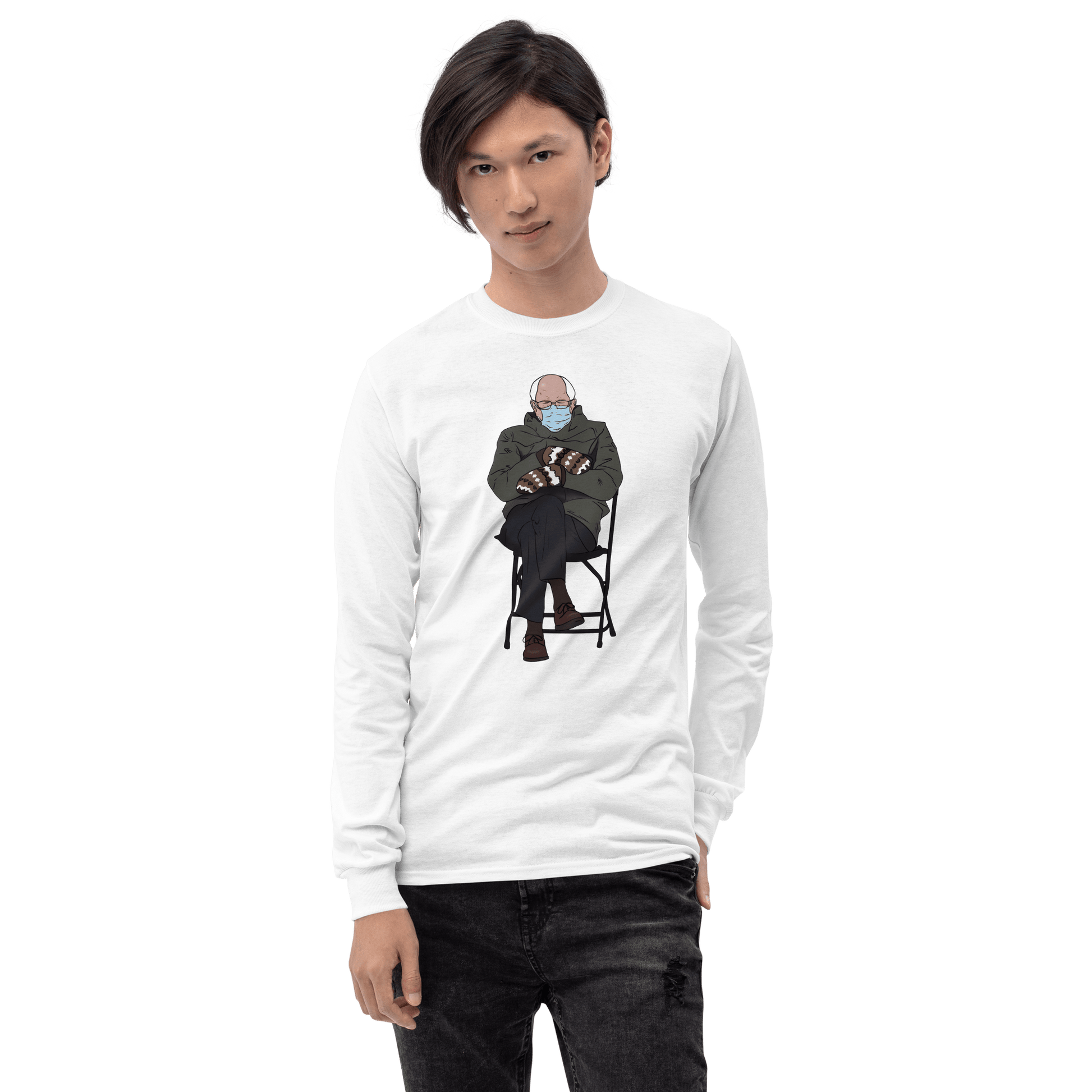 Bernie Mittens Long Sleeve T-Shirt Meme - Sport Grey | Shirtposting