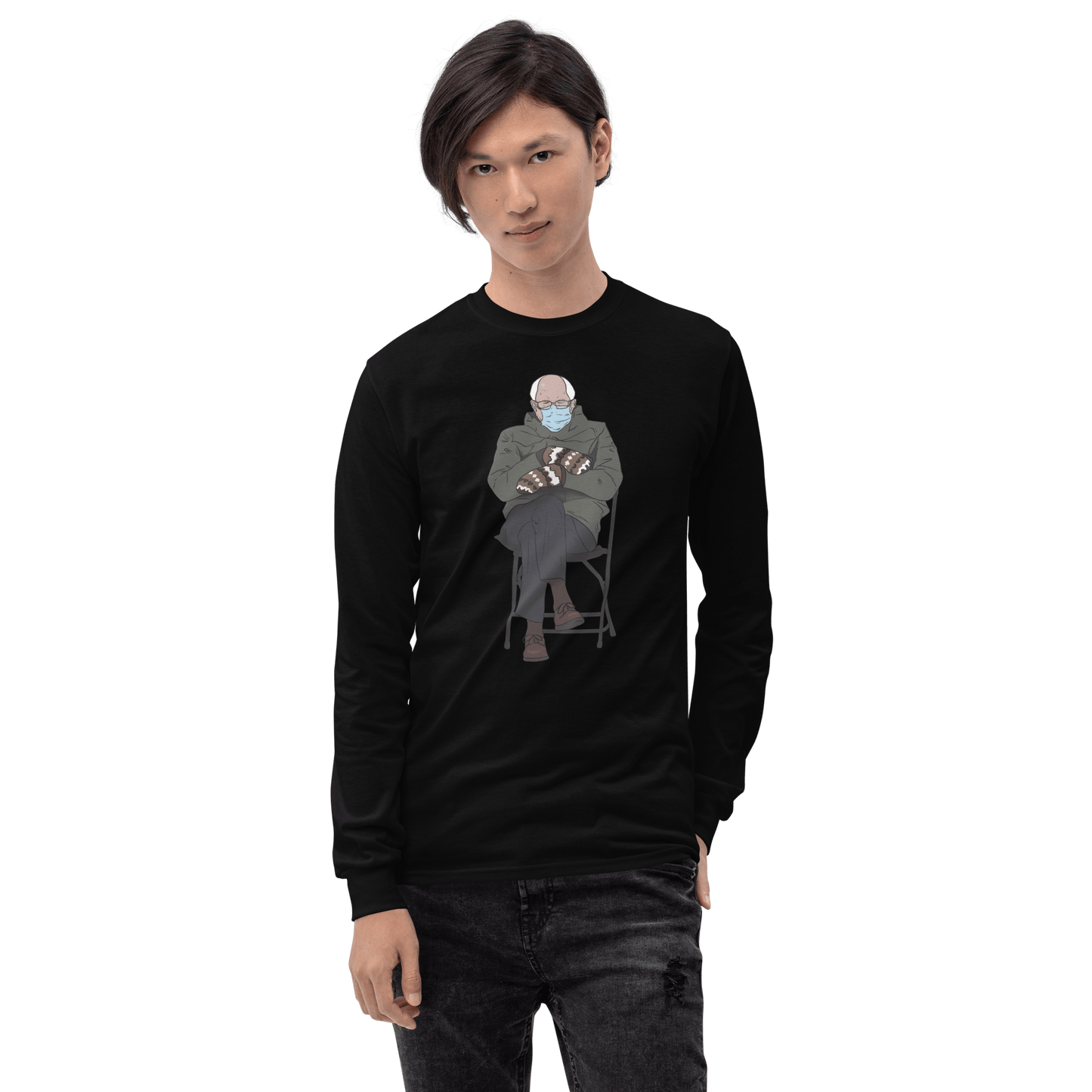 Bernie Mittens Long Sleeve T-Shirt Meme - Sport Grey | Shirtposting