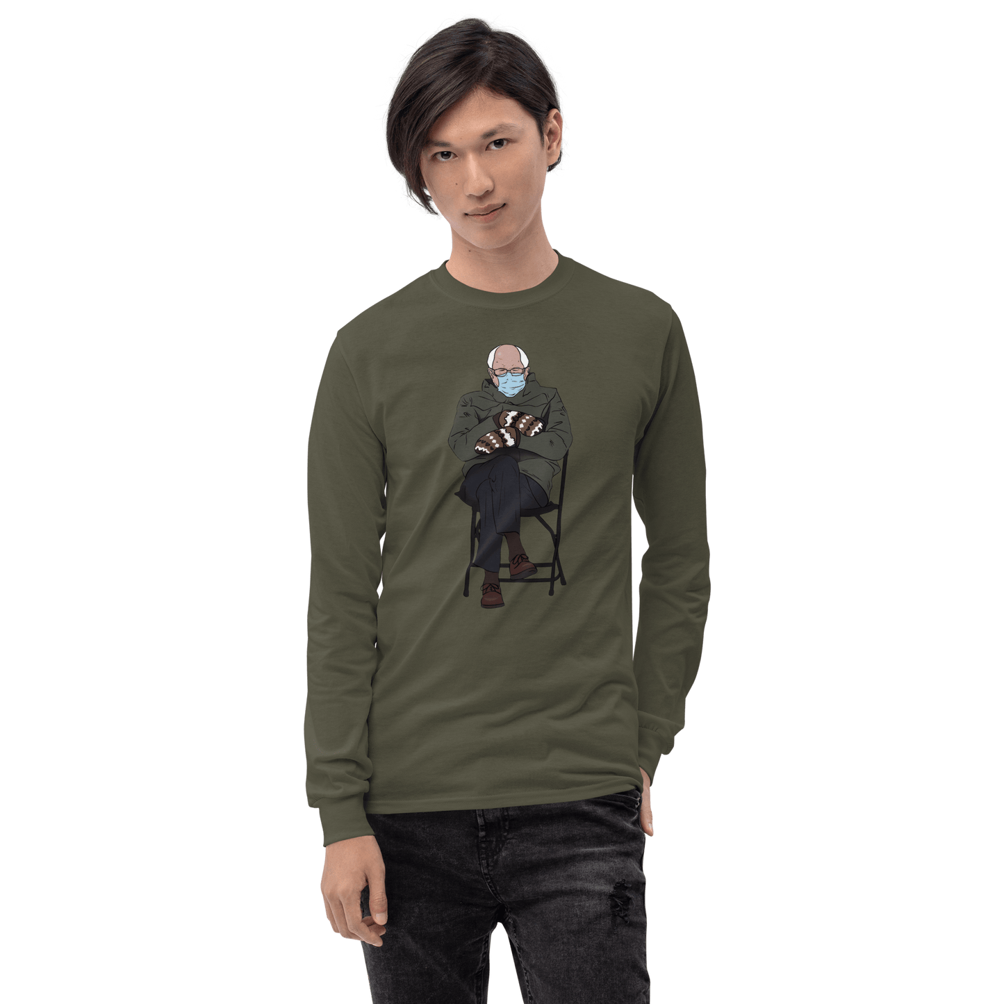 Bernie Mittens Long Sleeve T-Shirt Meme - Sport Grey | Shirtposting