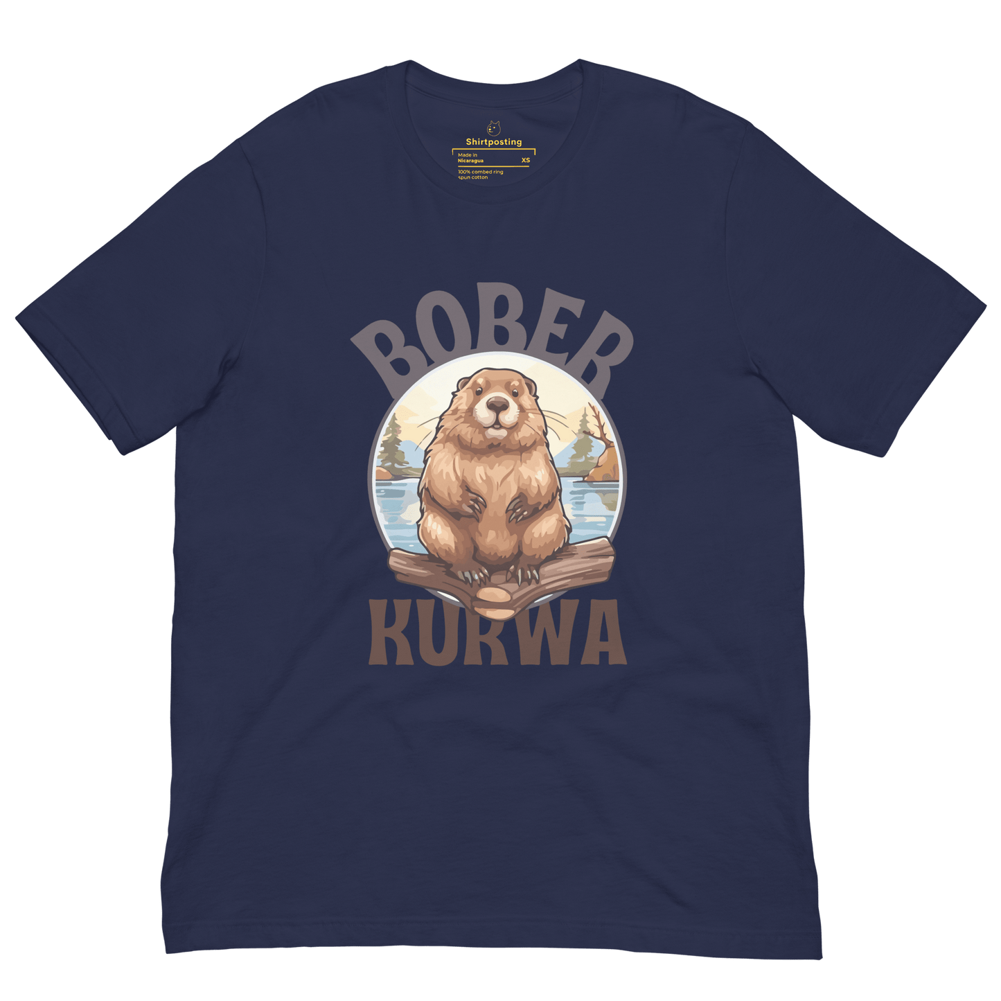 Bober Kurwa Classic T-Shirt Meme - Navy | Shirtposting