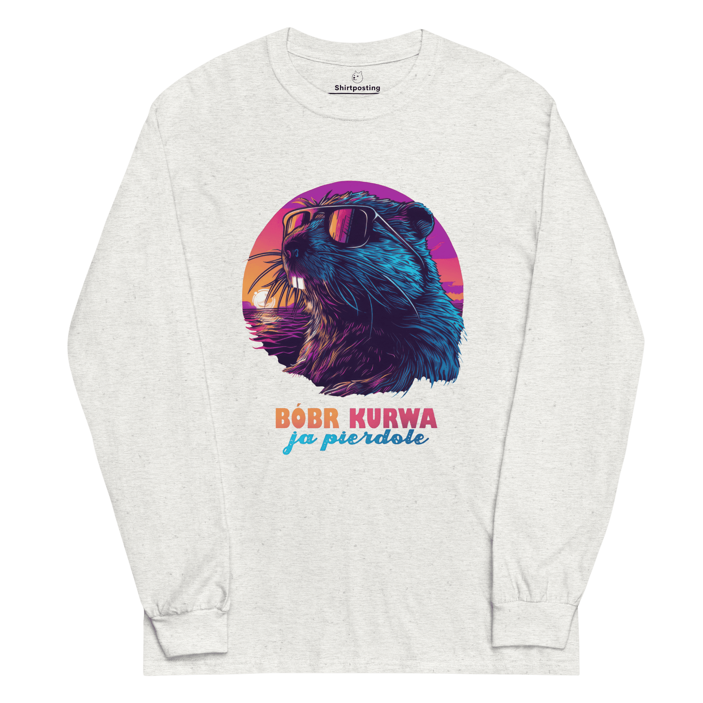 Bober Kurwa Long Sleeve T-Shirt Meme - Ash | Shirtposting