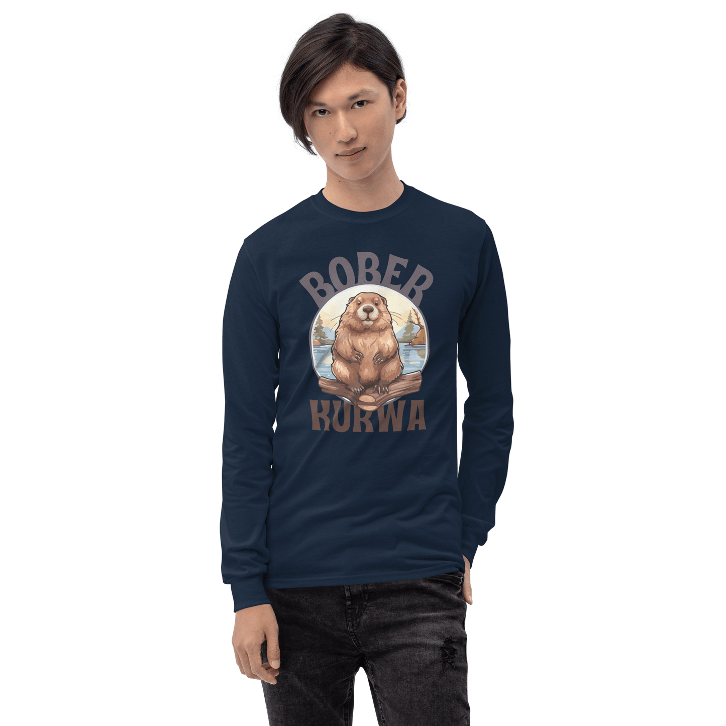 Bober Kurwa Long Sleeve T-Shirt Meme - Sport Grey | Shirtposting