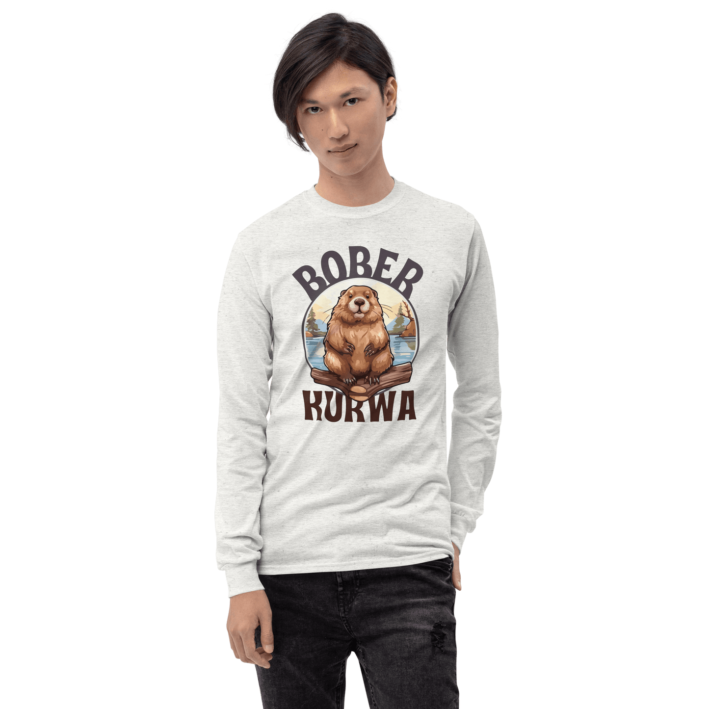 Bober Kurwa Long Sleeve T-Shirt Meme - Sport Grey | Shirtposting
