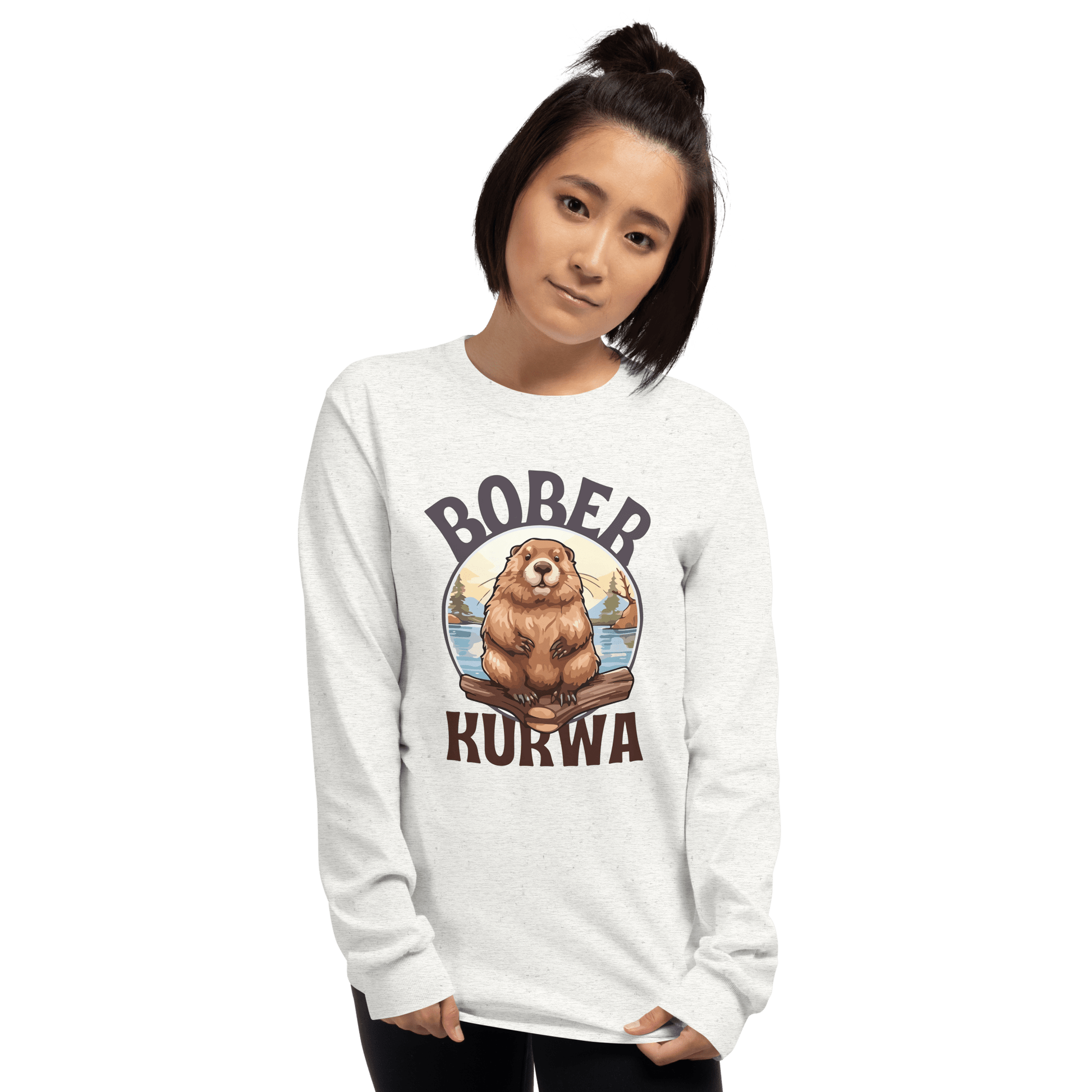 Bober Kurwa Long Sleeve T-Shirt Meme - Sport Grey | Shirtposting