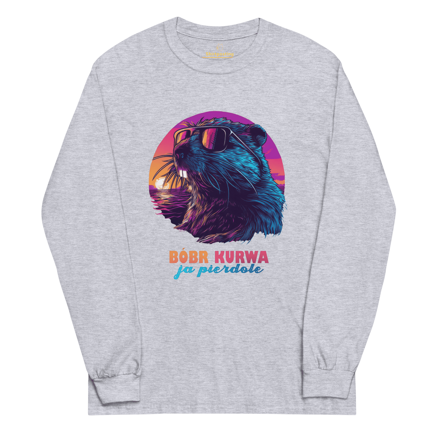 Bober Kurwa Long Sleeve T-Shirt Meme - Sport Grey | Shirtposting