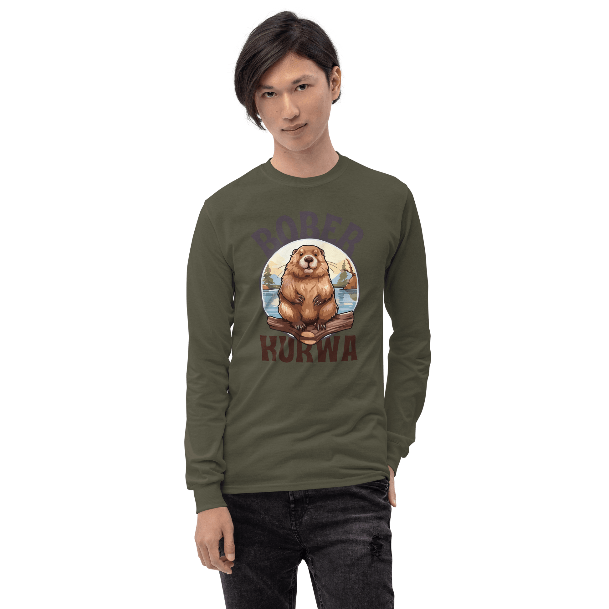 Bober Kurwa Long Sleeve T-Shirt Meme - Sport Grey | Shirtposting