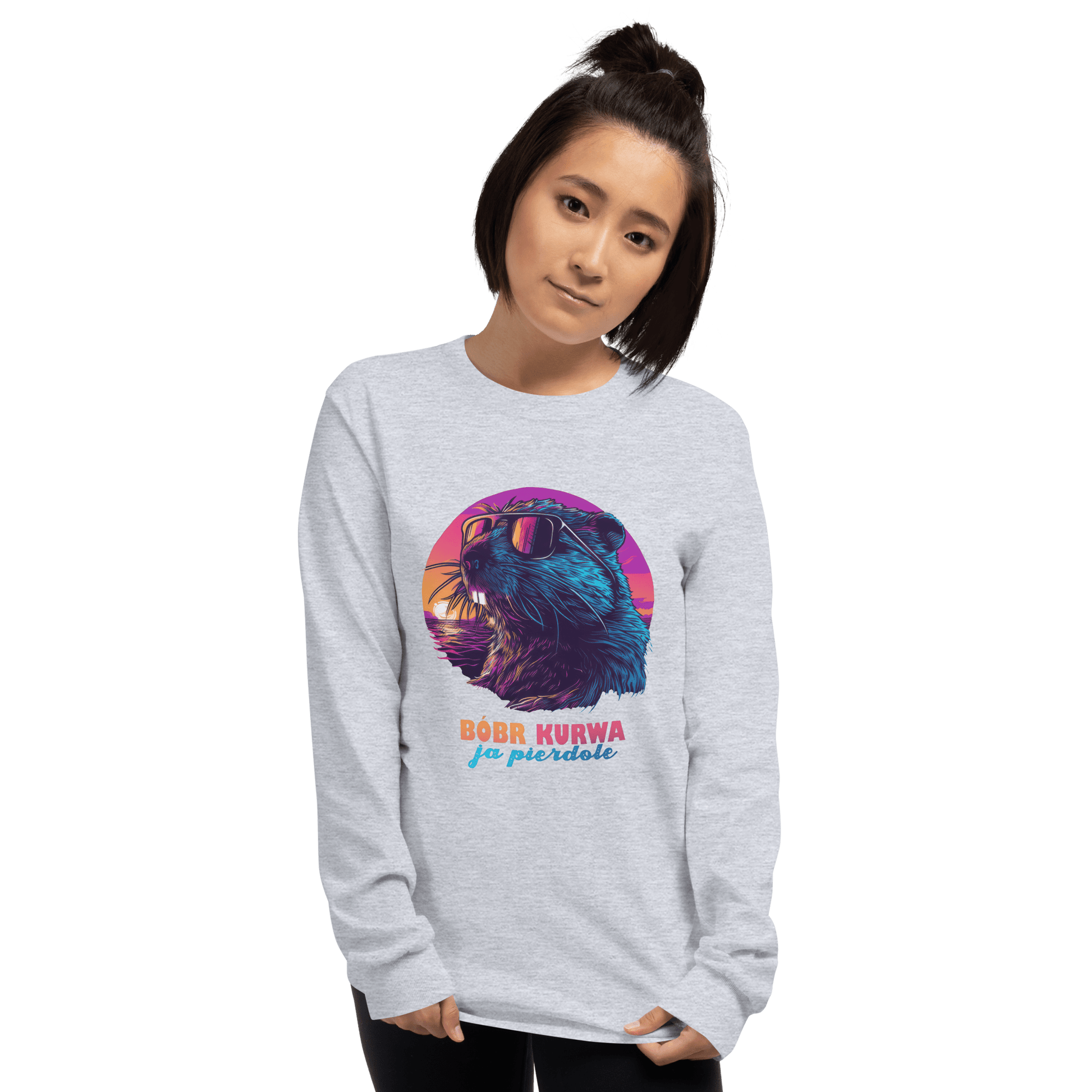 Bober Kurwa Long Sleeve T-Shirt Meme - Sport Grey | Shirtposting