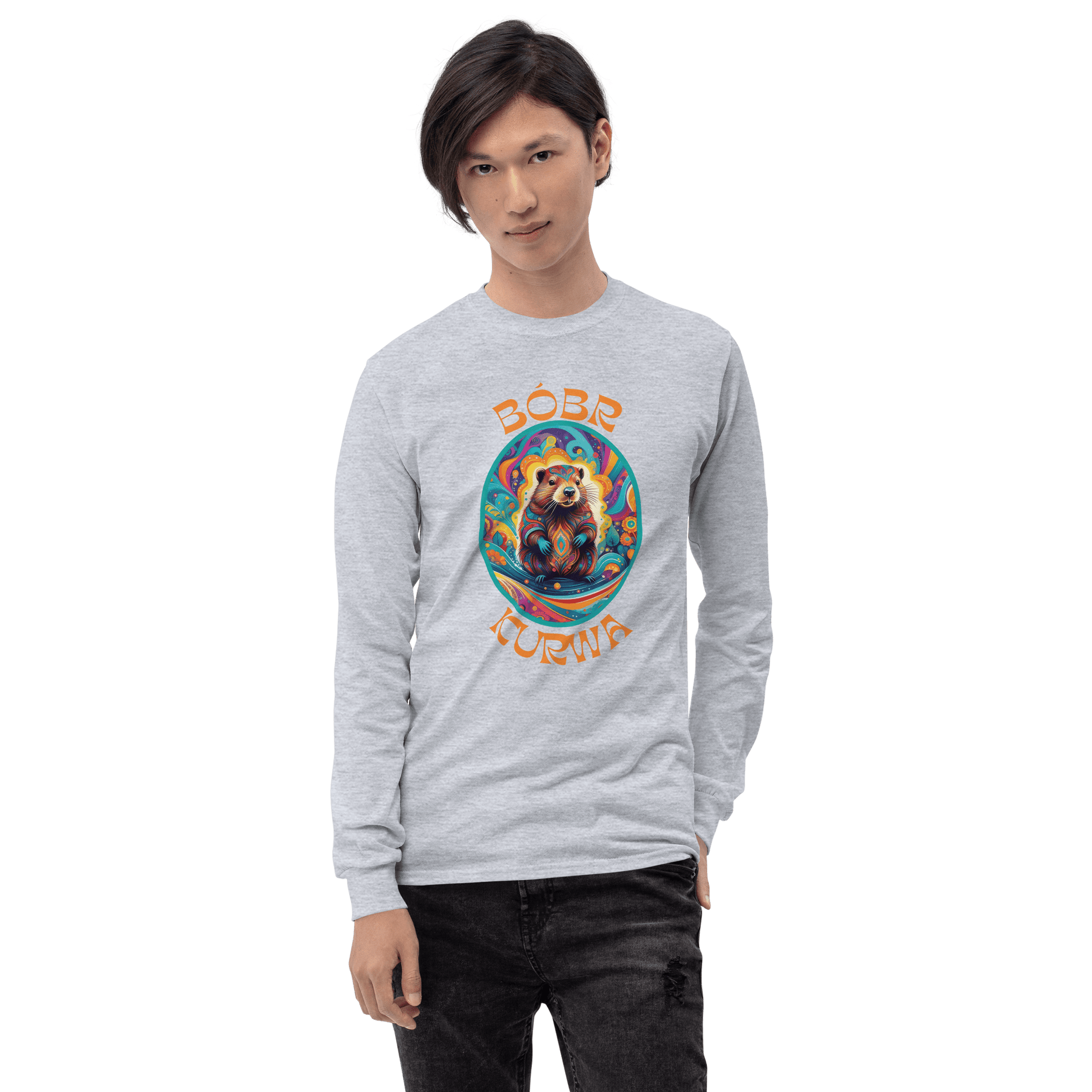 Bober Kurwa Long Sleeve T-Shirt Meme - Sport Grey | Shirtposting