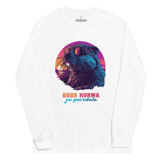 Bober Kurwa Long Sleeve T-Shirt Meme - White | Shirtposting