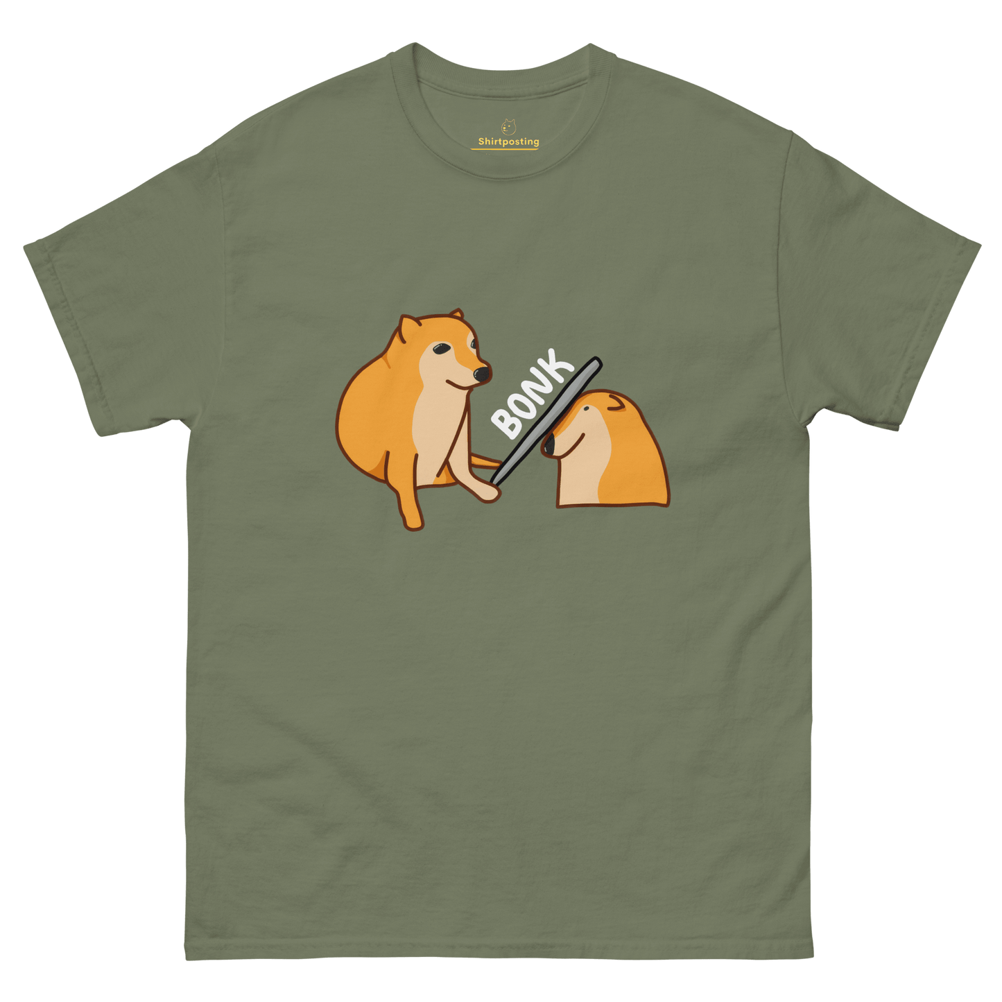 Bonk Classic T-Shirt Meme - Military Green | Shirtposting