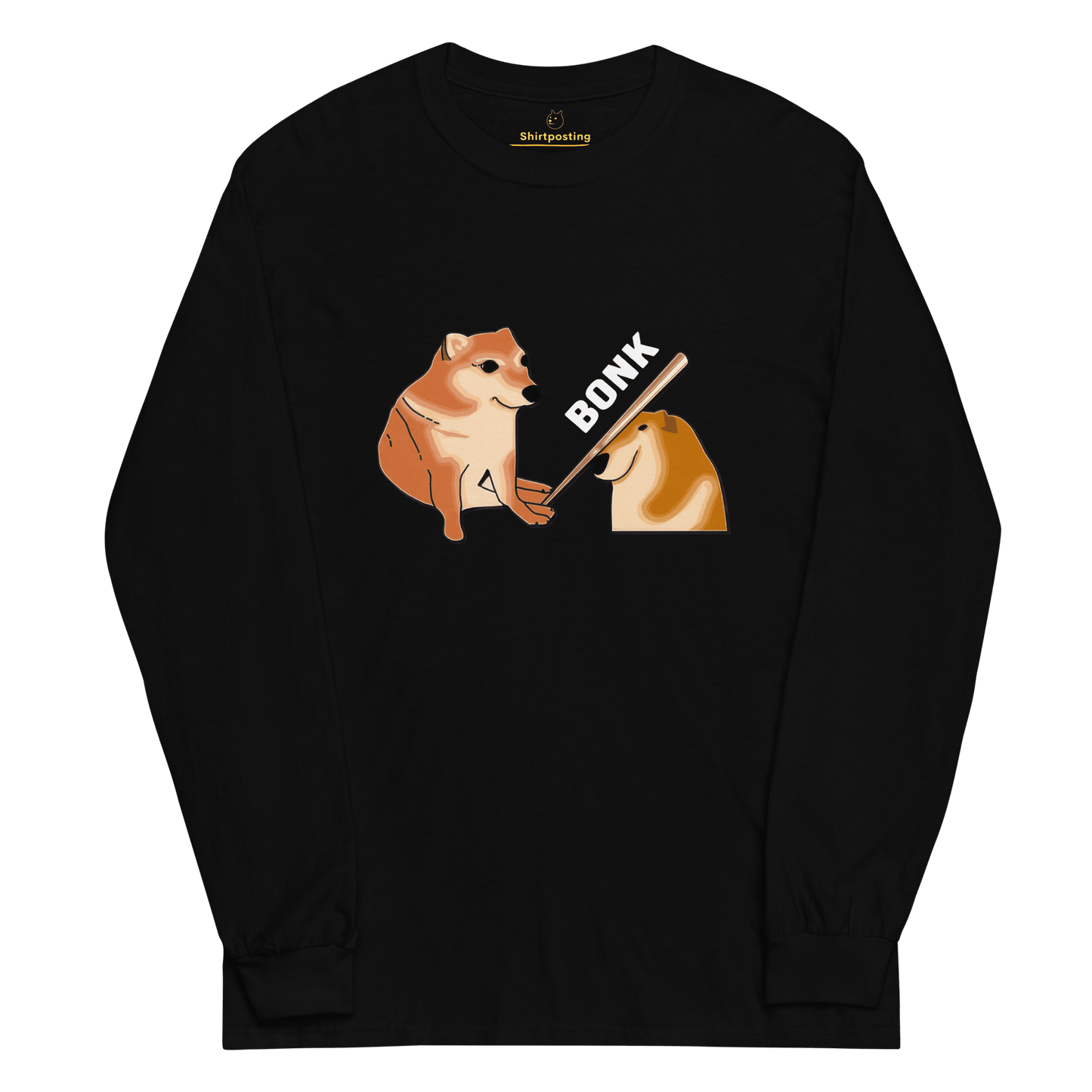 Bonk Long Sleeve T-Shirt Meme - Black | Shirtposting